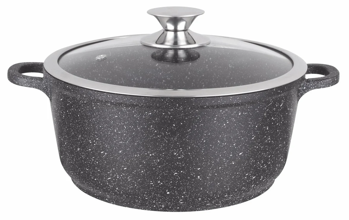 KAMBERG Pentola 20 cm, Ghisa di Alluminio, Rivestimento Antiaderente di Alta Performance Pietra, Coperchio in Vetro, Tutti Fornelli y induzione, Senza PFOA
