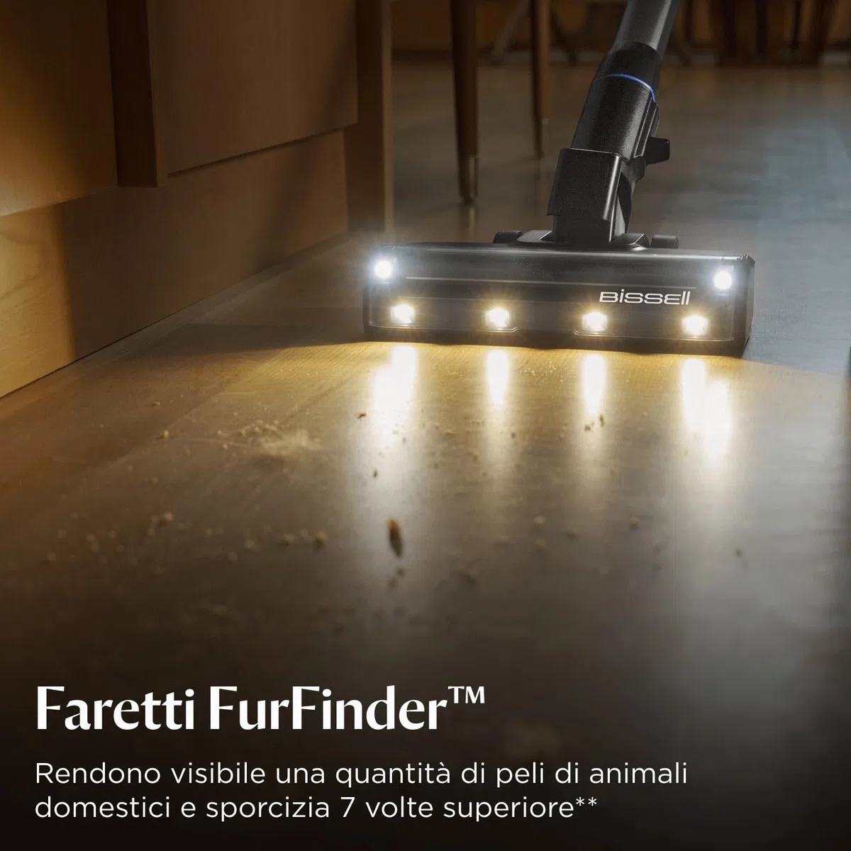 Bissell PowerClean FurGuard, Aspirapolvere Senza Fili, Motore da 280W, Spazzola a rullo Autopulente, Faretti FurFinder, Scopa Elettrica, Autoportante, Filtro HEPA, 2500 mAh Batteria Rimovibile, 4091N