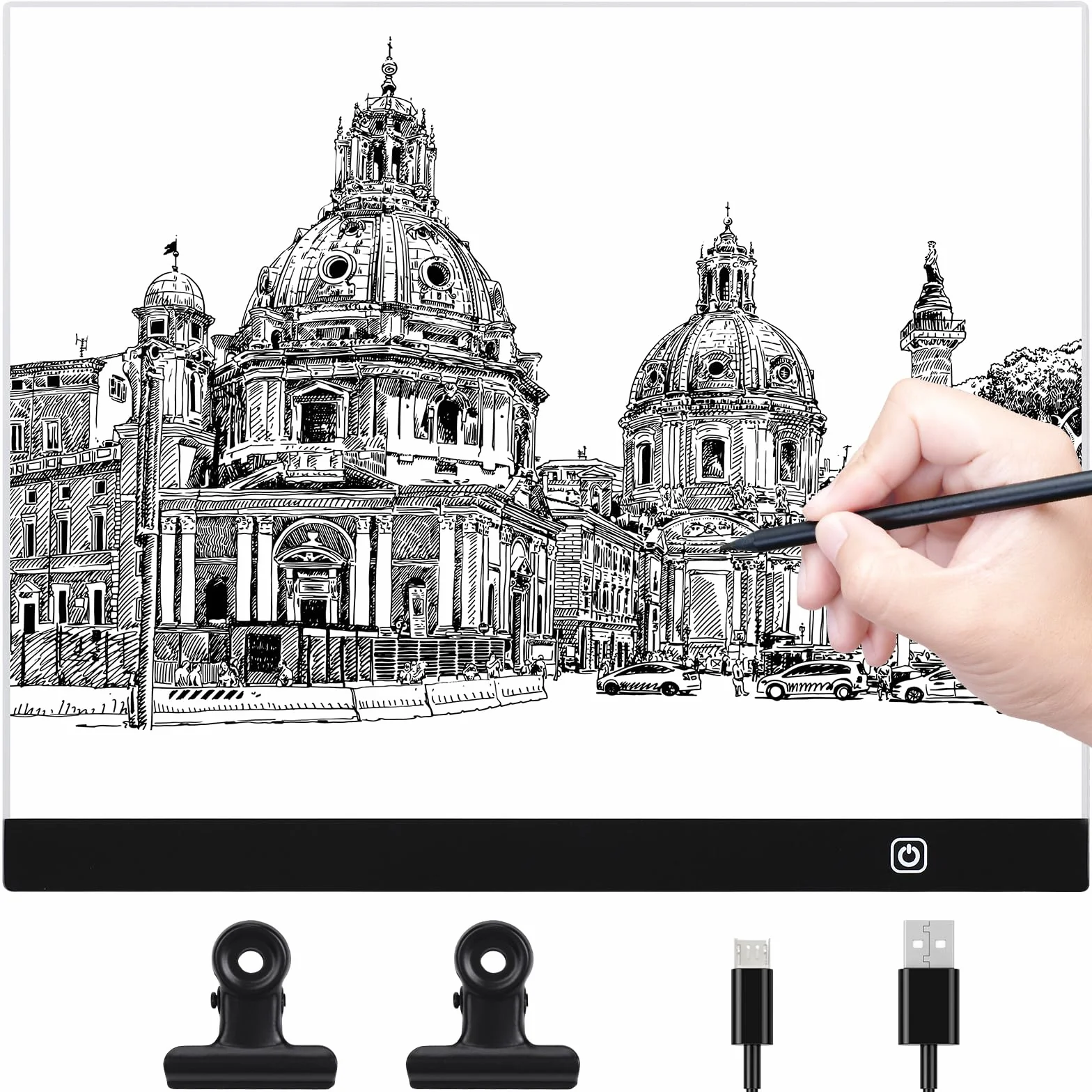 Coolzon A3 Tavoletta Luminosa LED Light Pad con Luminosità Regolabile per Animazione, Disegno