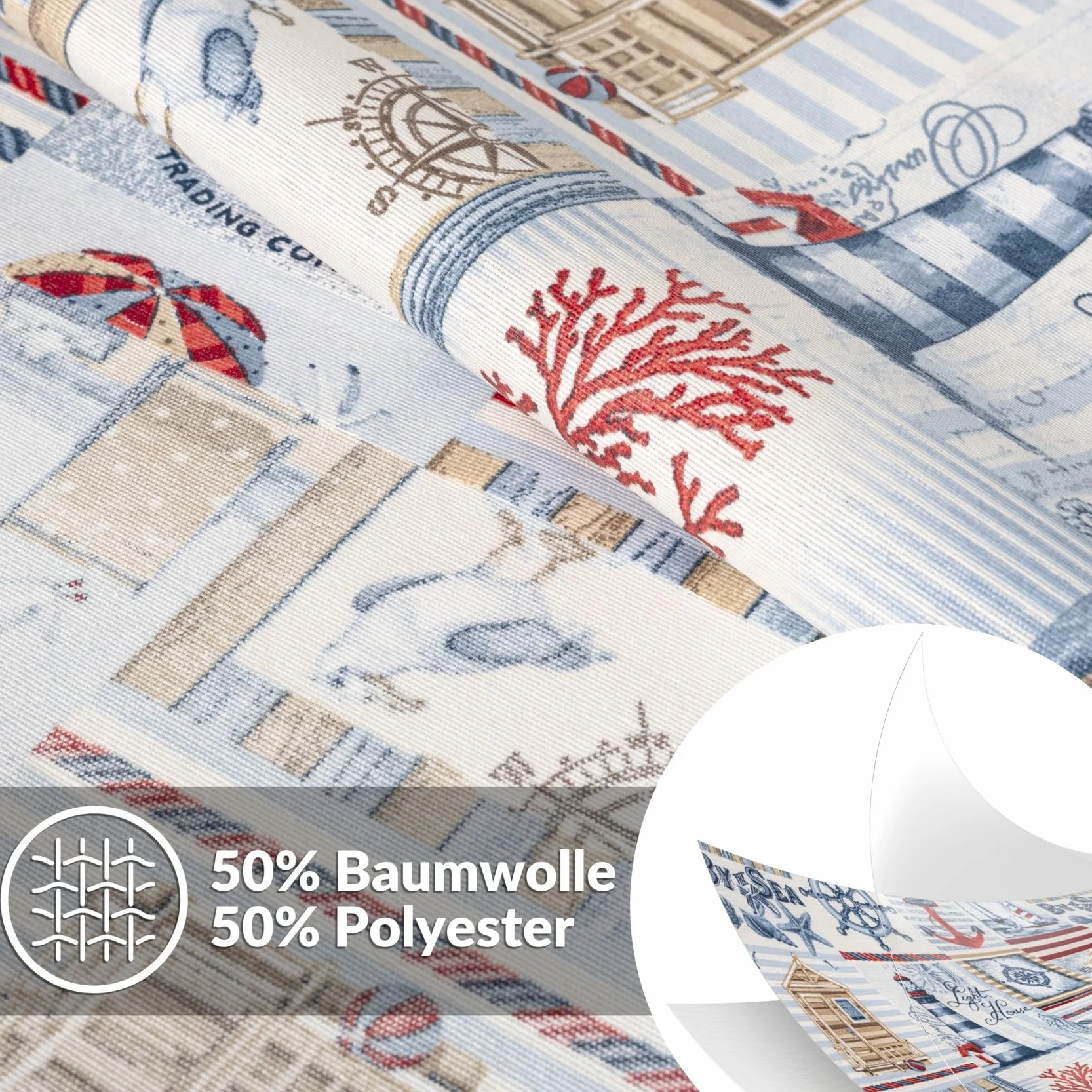 Tovaglia lavabile, effetto loto, facile da pulire, in cotone e poliestere, antimacchia, per esterni, 100 x 140 cm, con nastro a pistagna