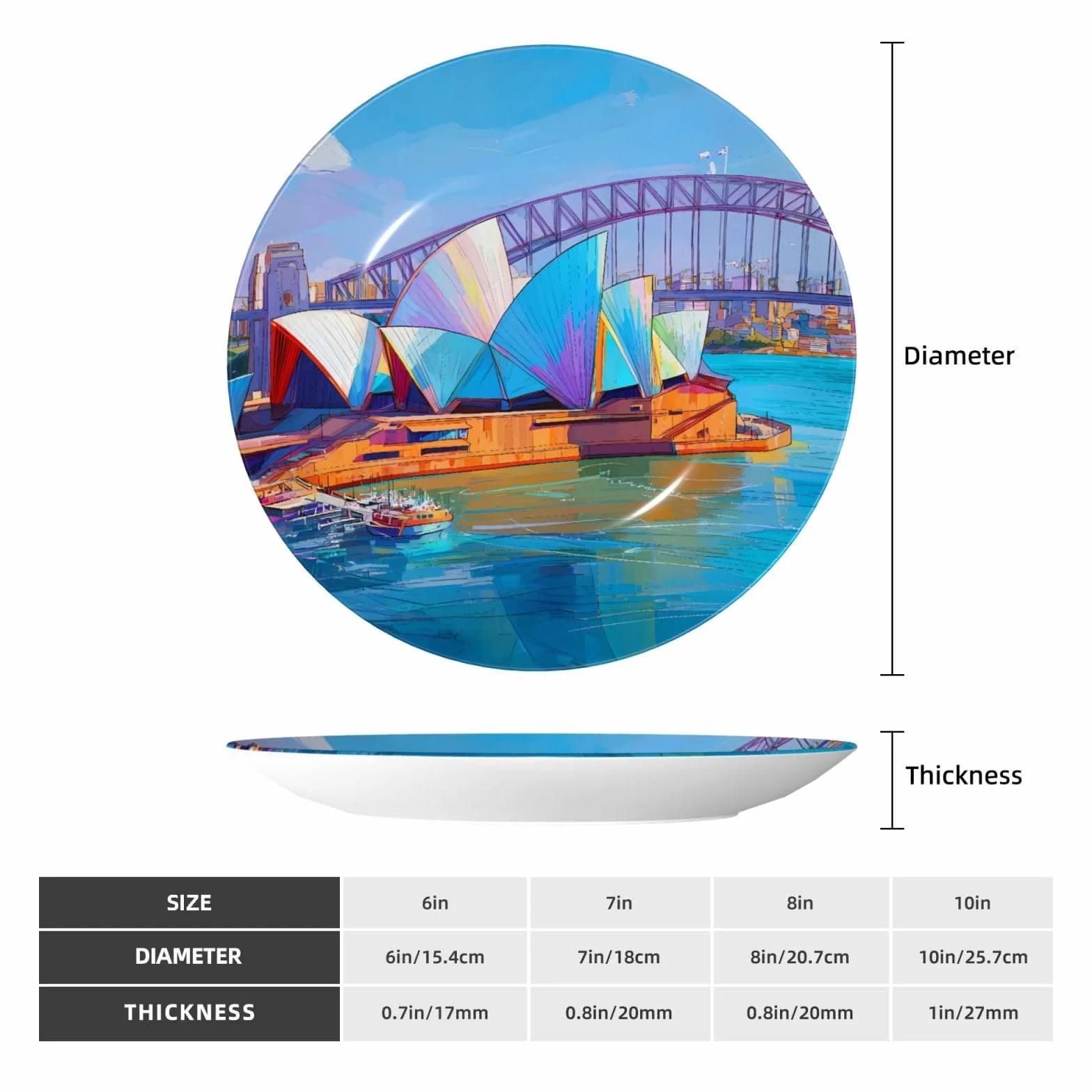 Pennarello Sydney Opera House Bone China talerz dekoracyjny porcelanowy 4 rozmiary zestaw do ściany i stołu