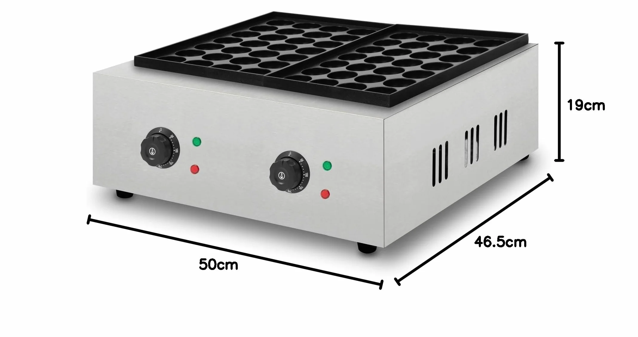 Vertes Takoyaki Maker 4000W Grill Acciaio Inox 2x300°C Piastra Ghisa Antiaderente 56 Cavità