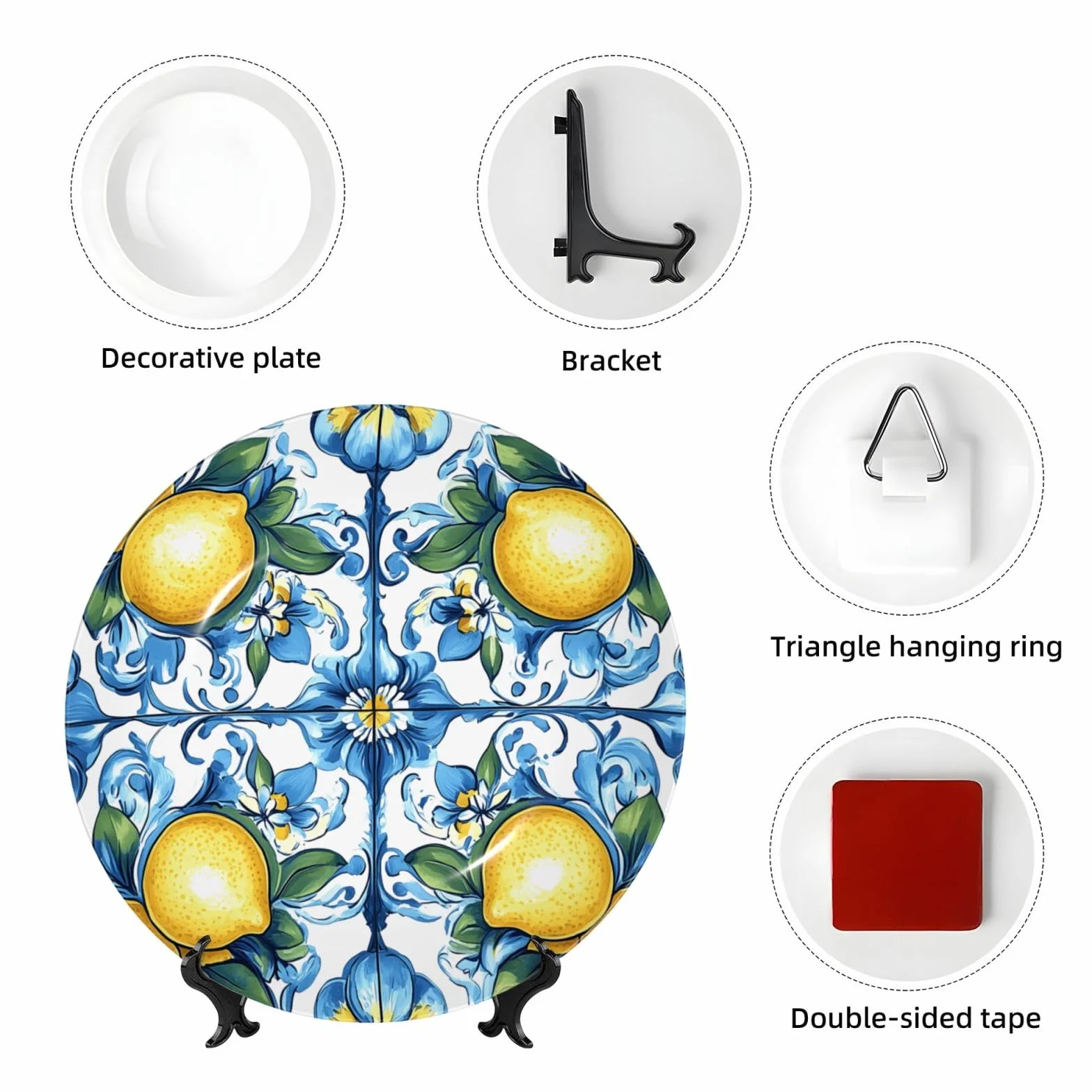 Bone China Piatto decorativo porcellana 20,3 cm 25,4 cm con supporto gancio ornamento parete tavolo