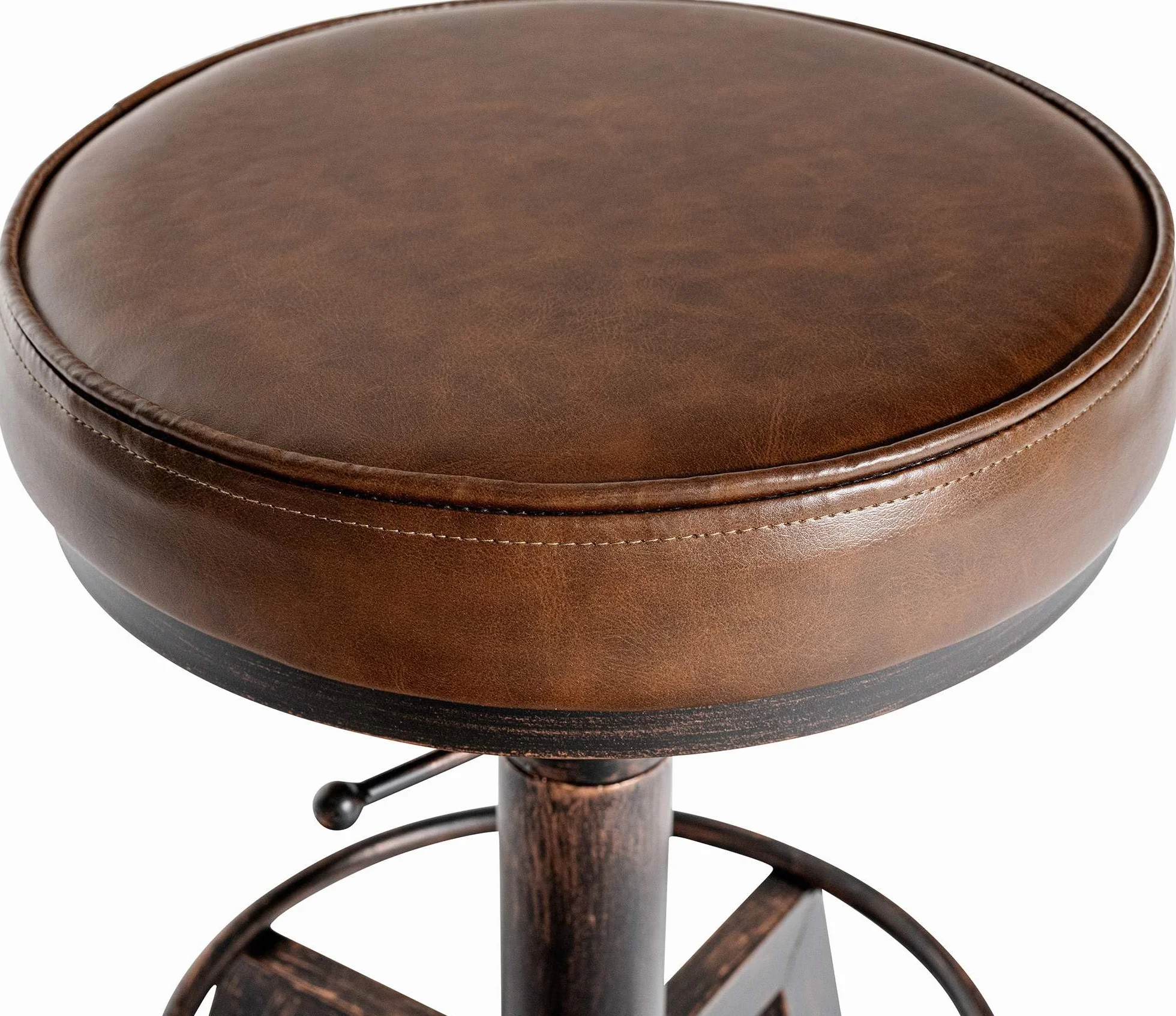 CLP Set di 2 sgabelli Destin in similpelle I Sgabello imbottito regolabile in altezza I Sgabello imbottito dal design industriale, Colore:bronzo