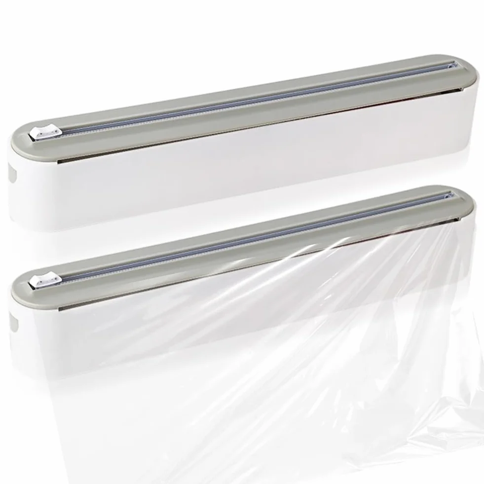 2 dispenser magnetico per pellicole salvafreschezza con taglierino, dispenser e dispenser per pellicola di alluminio, dispenser di pellicola in alluminio e dispenser di pellicola fresca, per cucina
