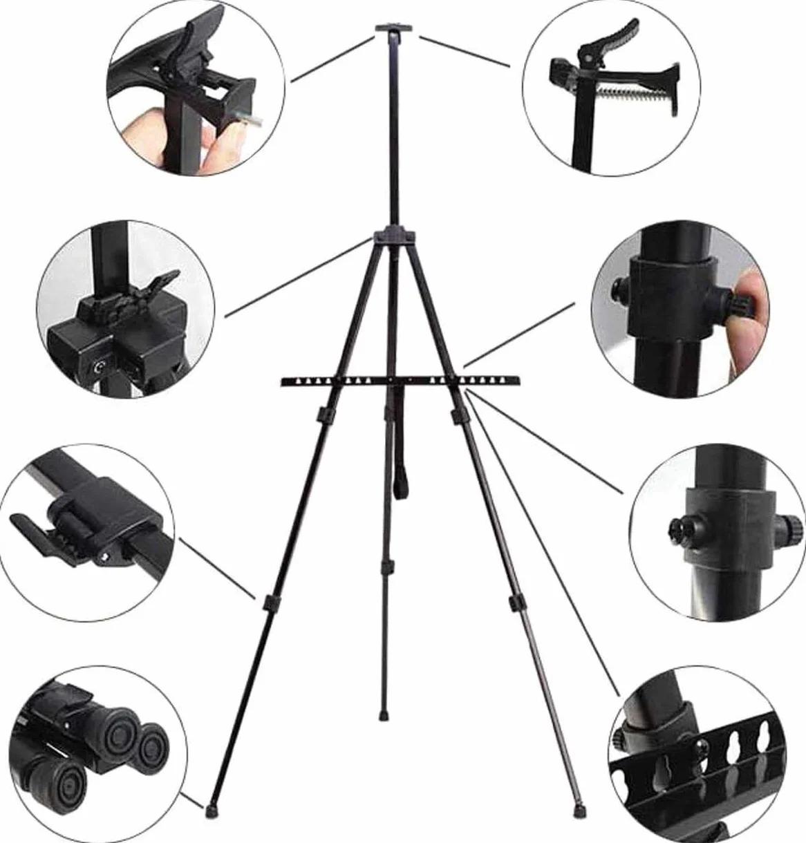 TEKSHOPPING Cavalletto Treppiede Portatile per Pittura Tela, Nero