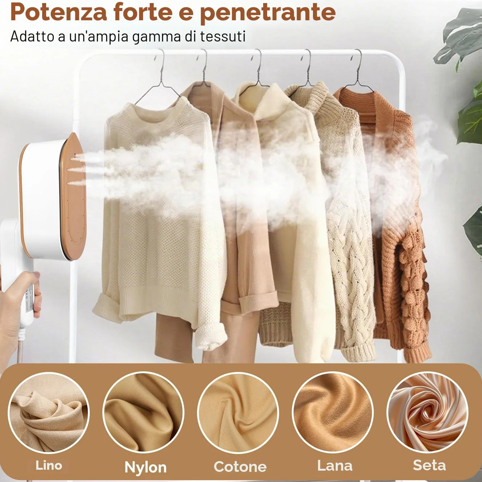 Ferro da Stiro a Vapore 1200W 2-in-1 Portatile, Serbatoio 150 ml, 3 Livelli di Vapore, Riscaldamento Rapido 10 Secondi