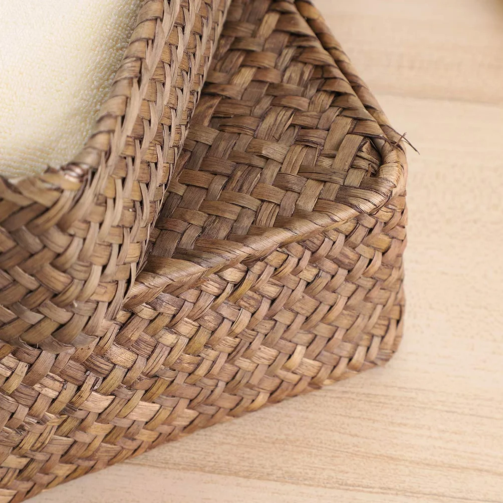 Cestini in rattan naturale con coperchio fatti a mano rettangolari marroni