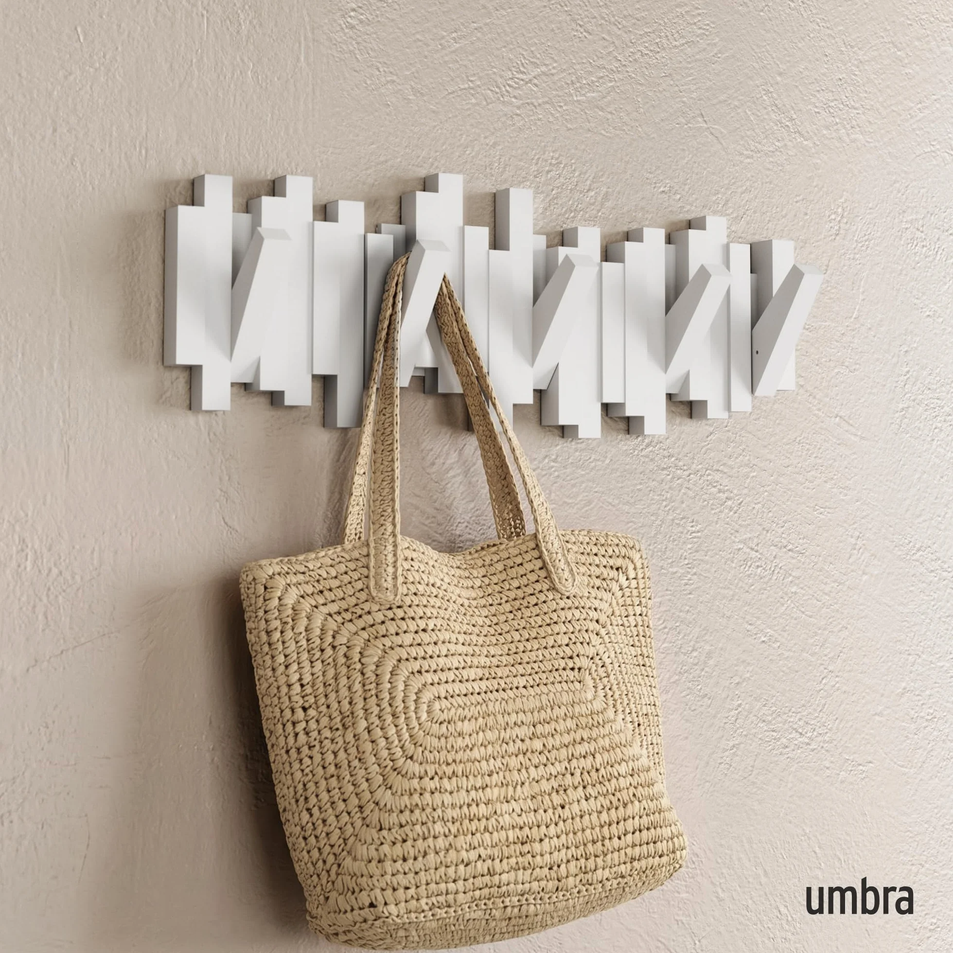 Umbra Sticks Attaccapanni da parete 5 ganci ribaltabili ABS Bianco