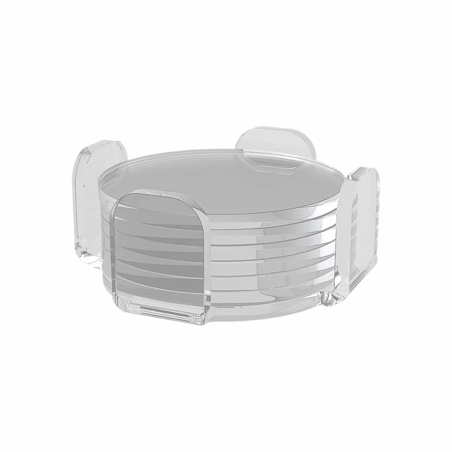 AGPLEX - Set sottobicchieri in vetro acrilico trasparente - Elegante set composto da 6 sottobicchieri e 1 sottobottiglia in acilico trasparente - Dischi da 85mm di diametro
