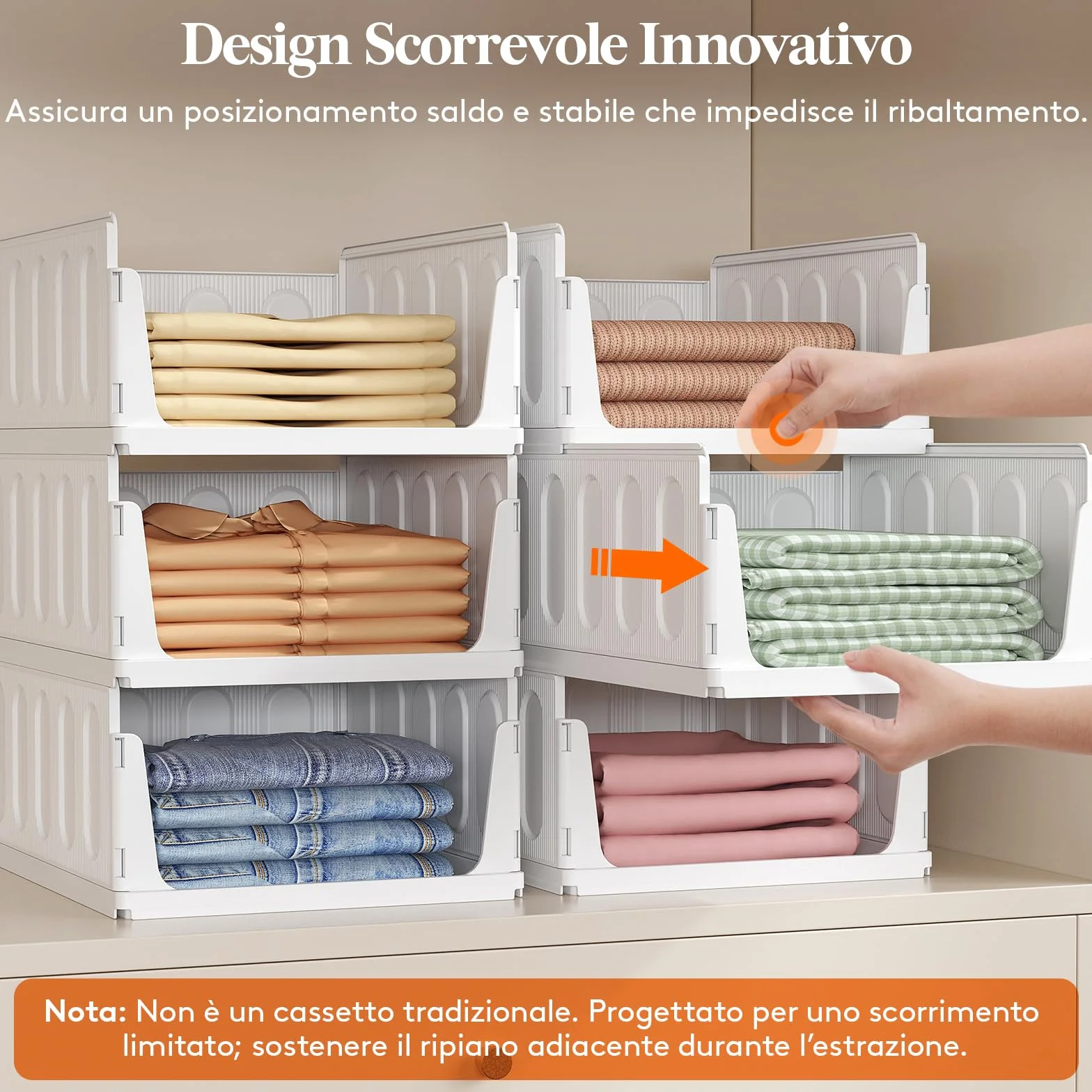 Lifewit Organizer Armadio, Contenitori Impilabili per Vestiti con Cassetti Salvaspazio, 24L Bianco 5 Pezzi