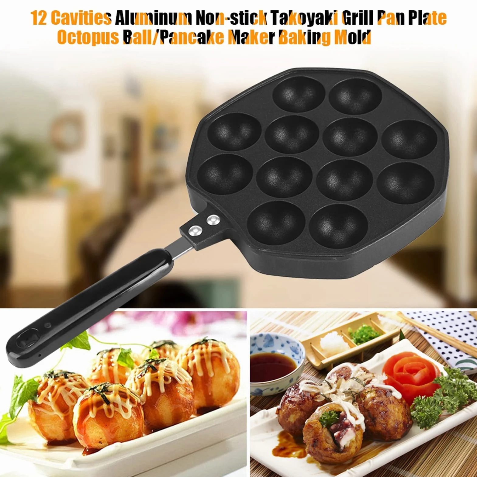 Elektryczna Maszyna do Takoyaki 7-komorowa - Antyadhezyjna Powłoka, Aluminiowa Patelnia do Domowego Użytku