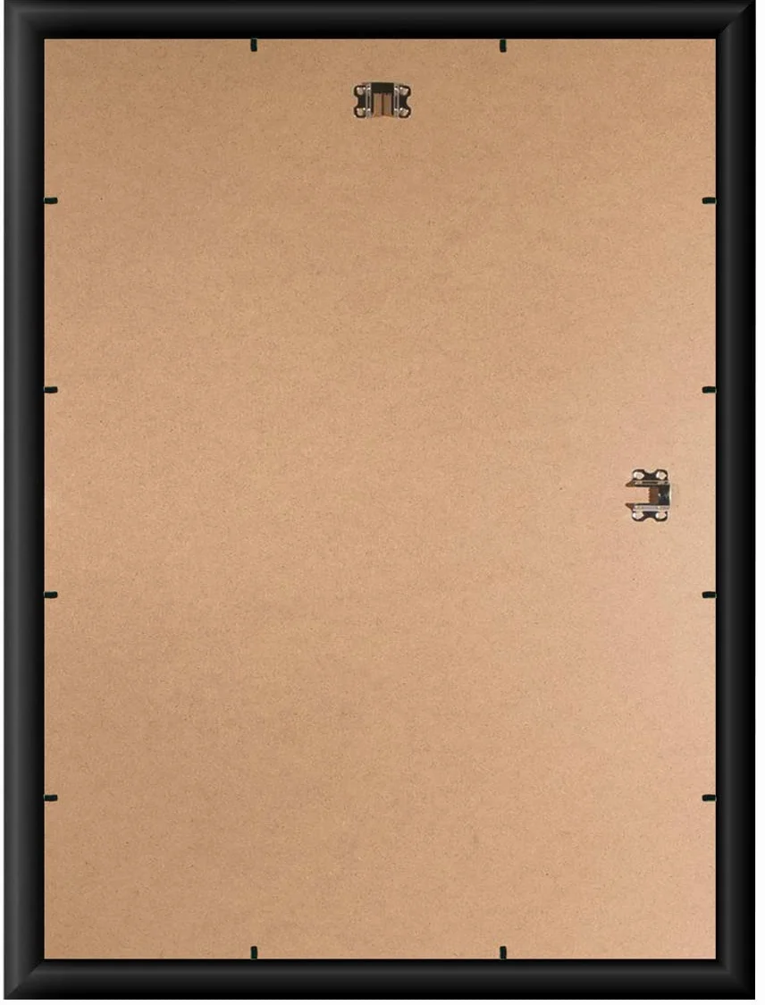 FRAMO 35mm Cornice per Immagini 32 x 46 cm | Nero Opaco | Cornice in MDF Fatta a Mano con lastra di Vetro Artificiale antiriflesso a Prova di Rottura e Robusta Parete Posteriore in MDF