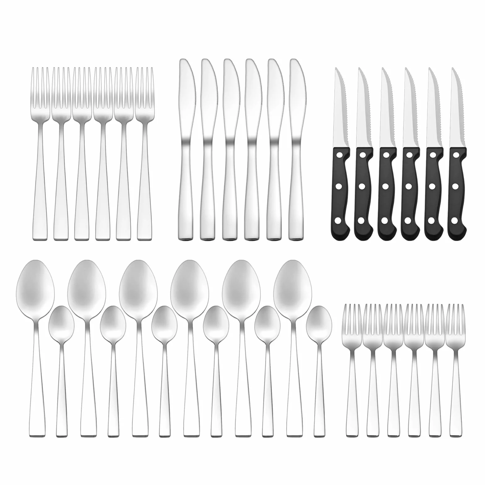 Set Posate Acciaio Inox 36 Pezzi per 6 Persone - Servizio Posate Completo con Coltelli, Forchette, Cucchiai, Lavabile in Lavastoviglie
