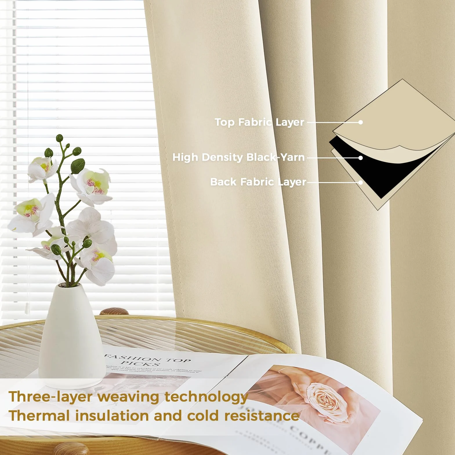 MRTREES 2 Pezzi Tende Oscuranti per Interni Isolanti Termiche con Occhielli Moderne Tenda Coprenti Tinta Unita per Camera da Letto e Soggiorno Elegante 140x260 CM Beige