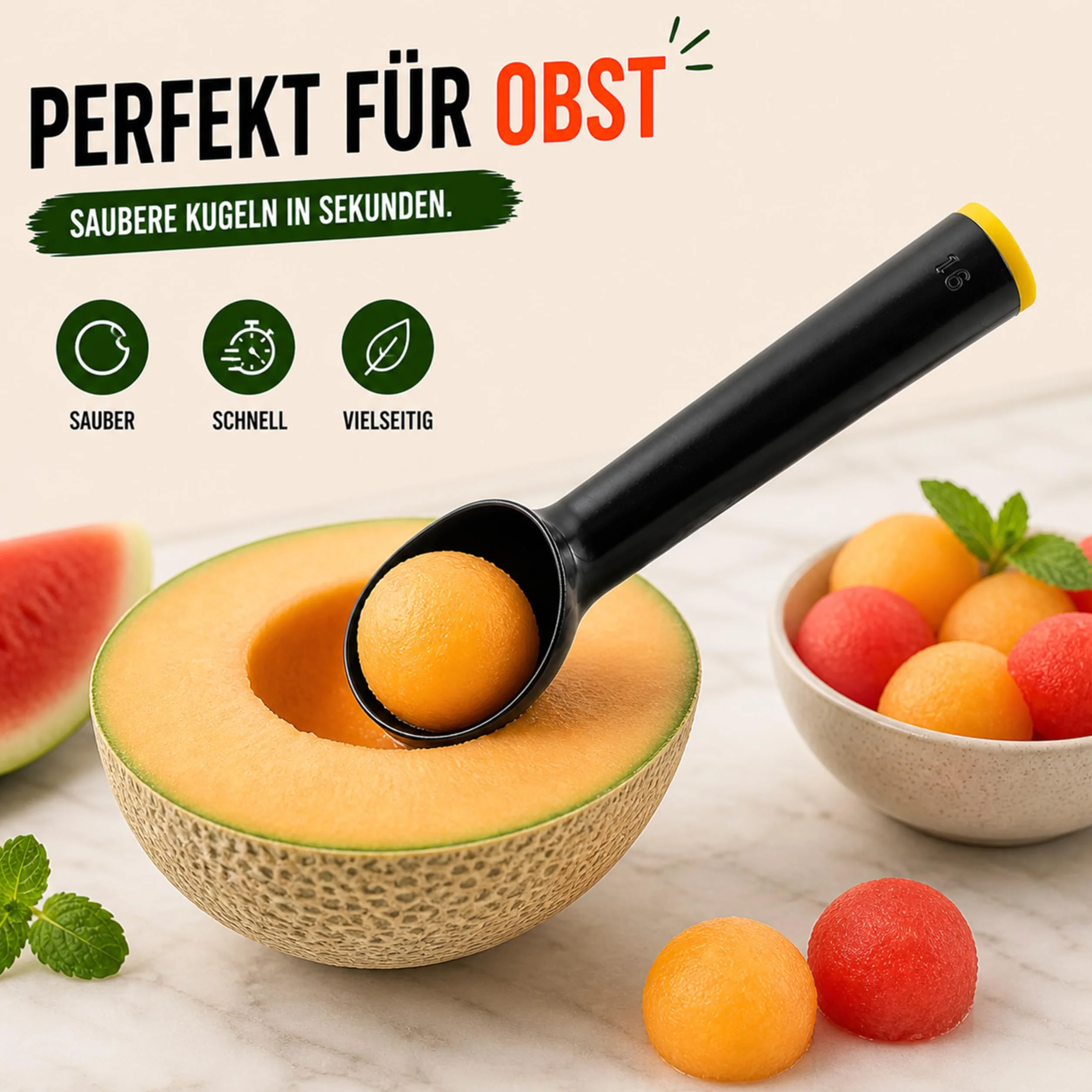 Cucchiaio per gelato formatore palline ghiaccio 1/16 volume mano calda