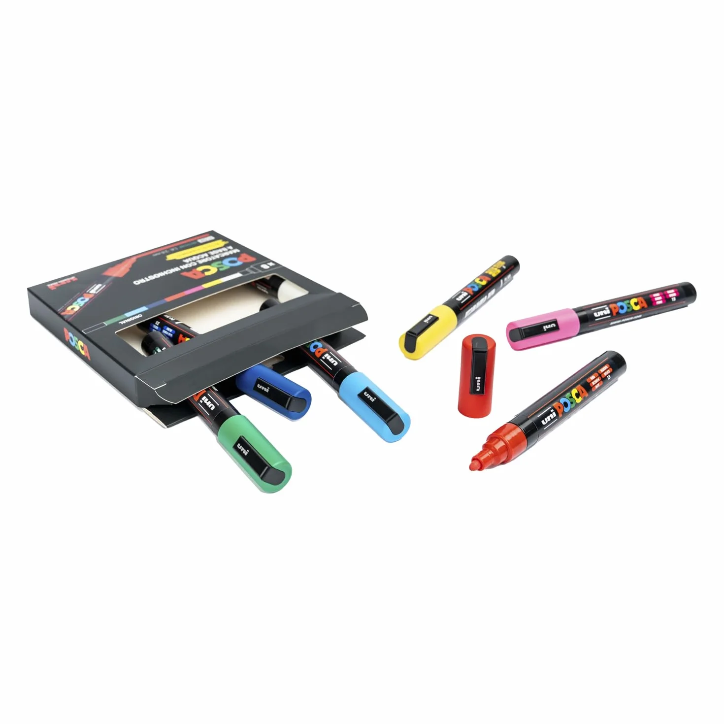 POSCA Uniposca Set Pennarelli Acrilici Punta Tonda 1.8-2.5mm per Tessuti Legno Vetro