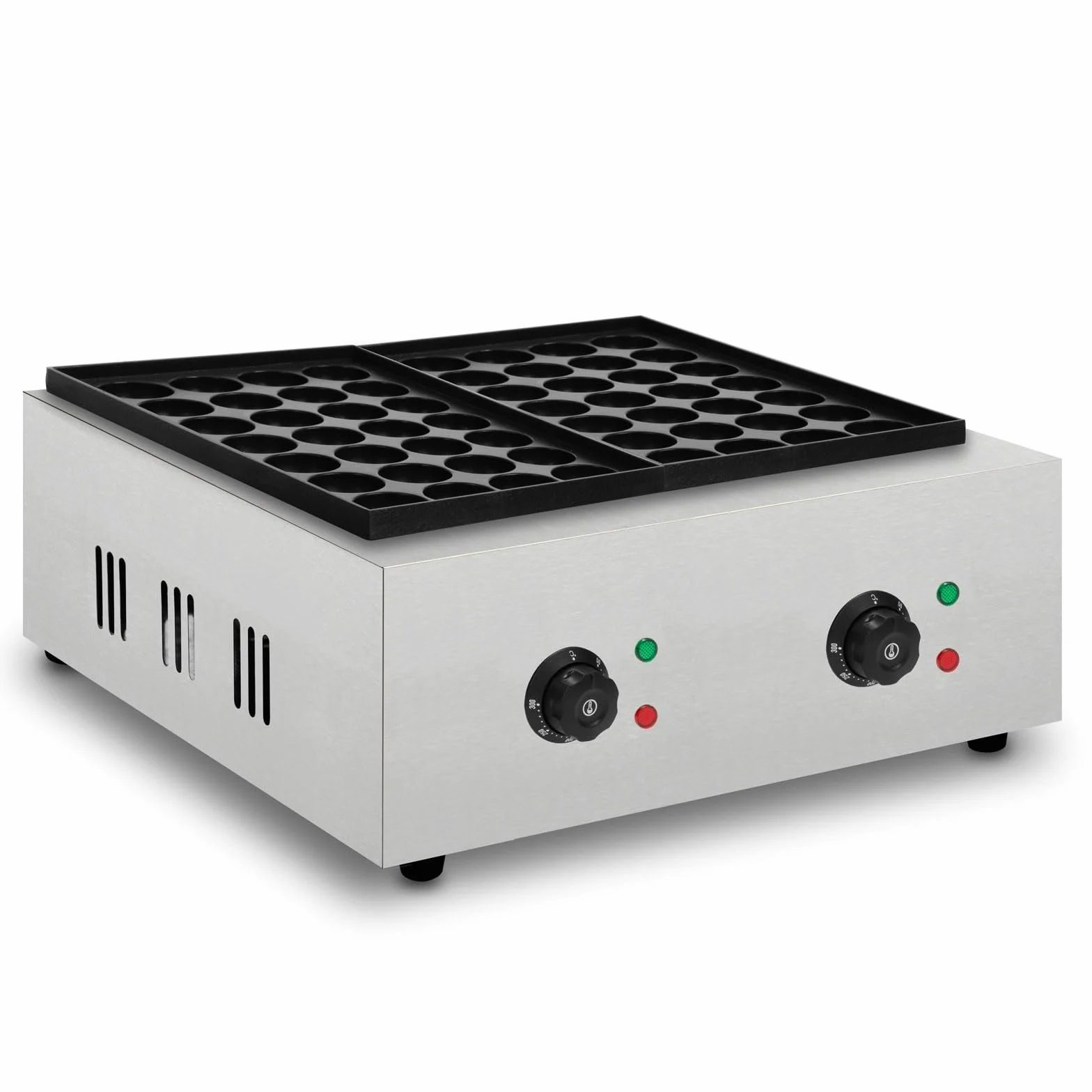 Vertes Takoyaki Maker 4000W Grill Acciaio Inox 2x300°C Piastra Ghisa Antiaderente 56 Cavità