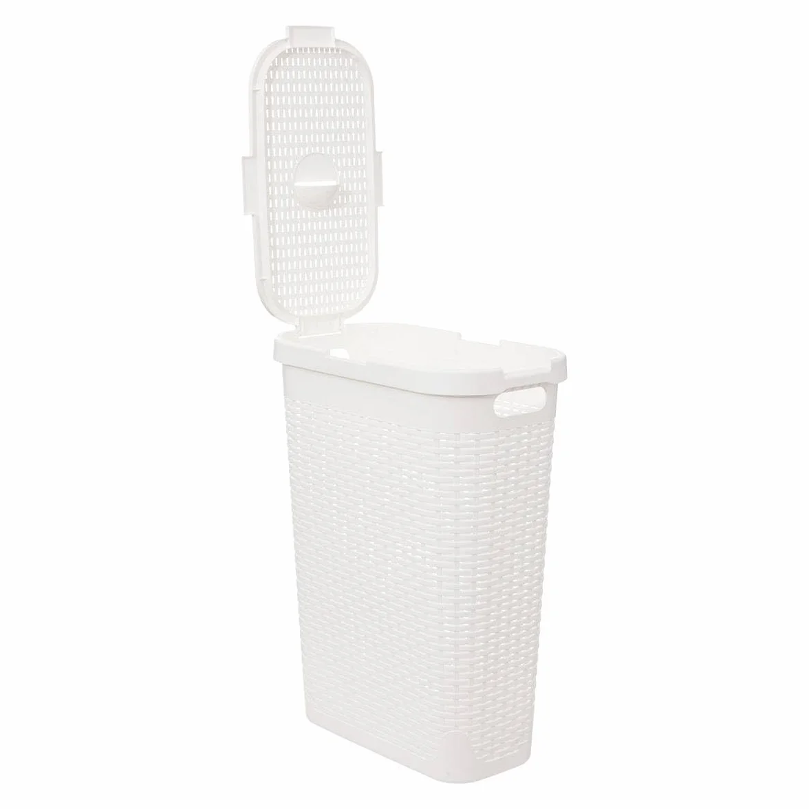Cesto portabiancheria sottile in rattan 40L grigio bianco con fori di ventilazione
