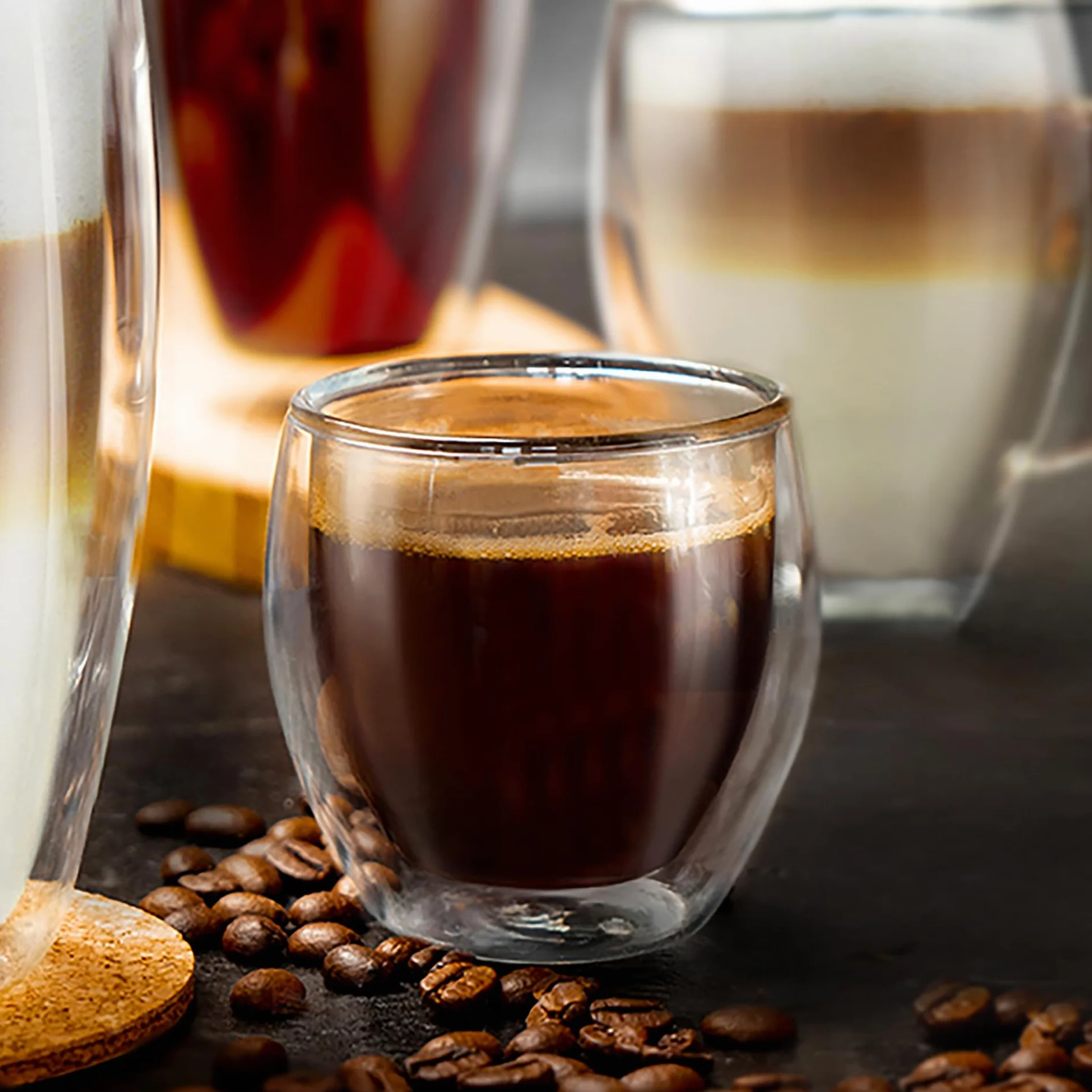 Set 6 Tazze Espresso 100ml Doppia Parete Vetro Borosilicato Effetto Galleggiante Bicchieri Termici Isolanti Regalo Premium