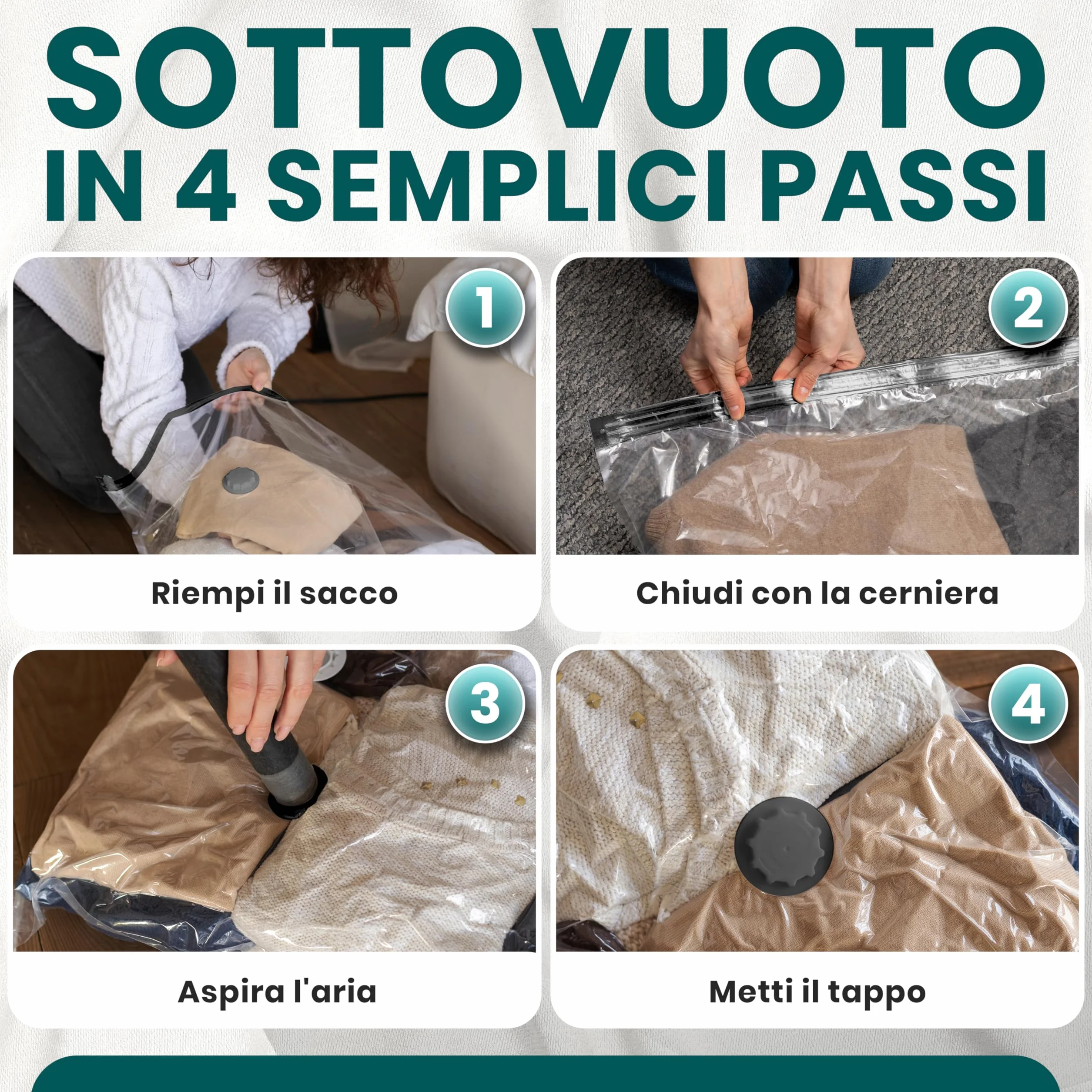 myHodo Sacchetti Sottovuoto XXL 80x120 cm 6 Pezzi Riutilizzabili Doppia Chiusura Ermetica