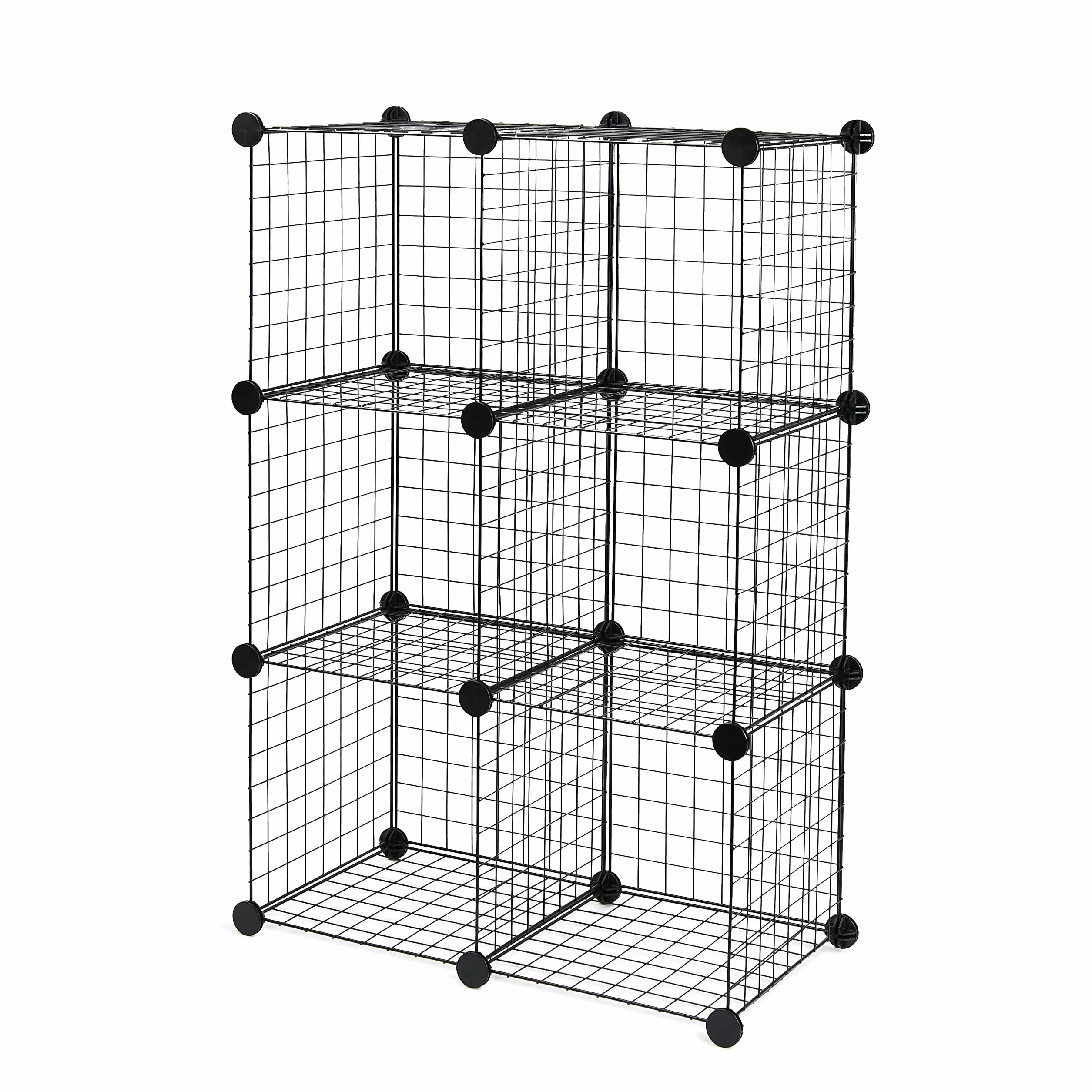 Amazon Basics Scaffali impilabili cubici con griglia metallica, 66 x 32 x 96.5 cm, Nero, 6 Cubi