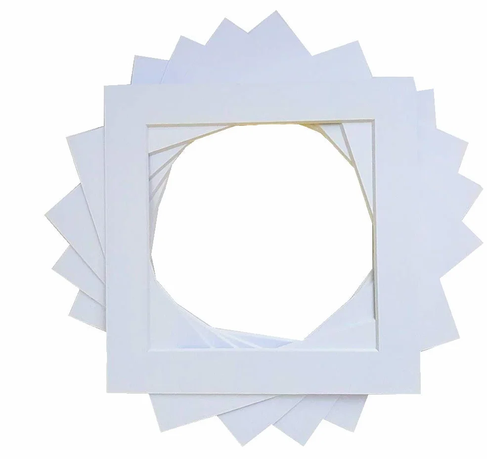Confezione da 5 cornici portafoto quadrate Tagliate al Computer, Colore Bianco, per Instagram, Dimensioni Cornice 25,4 x 25,4 cm, Dimensioni del Supporto 20,3 x 20,3 cm
