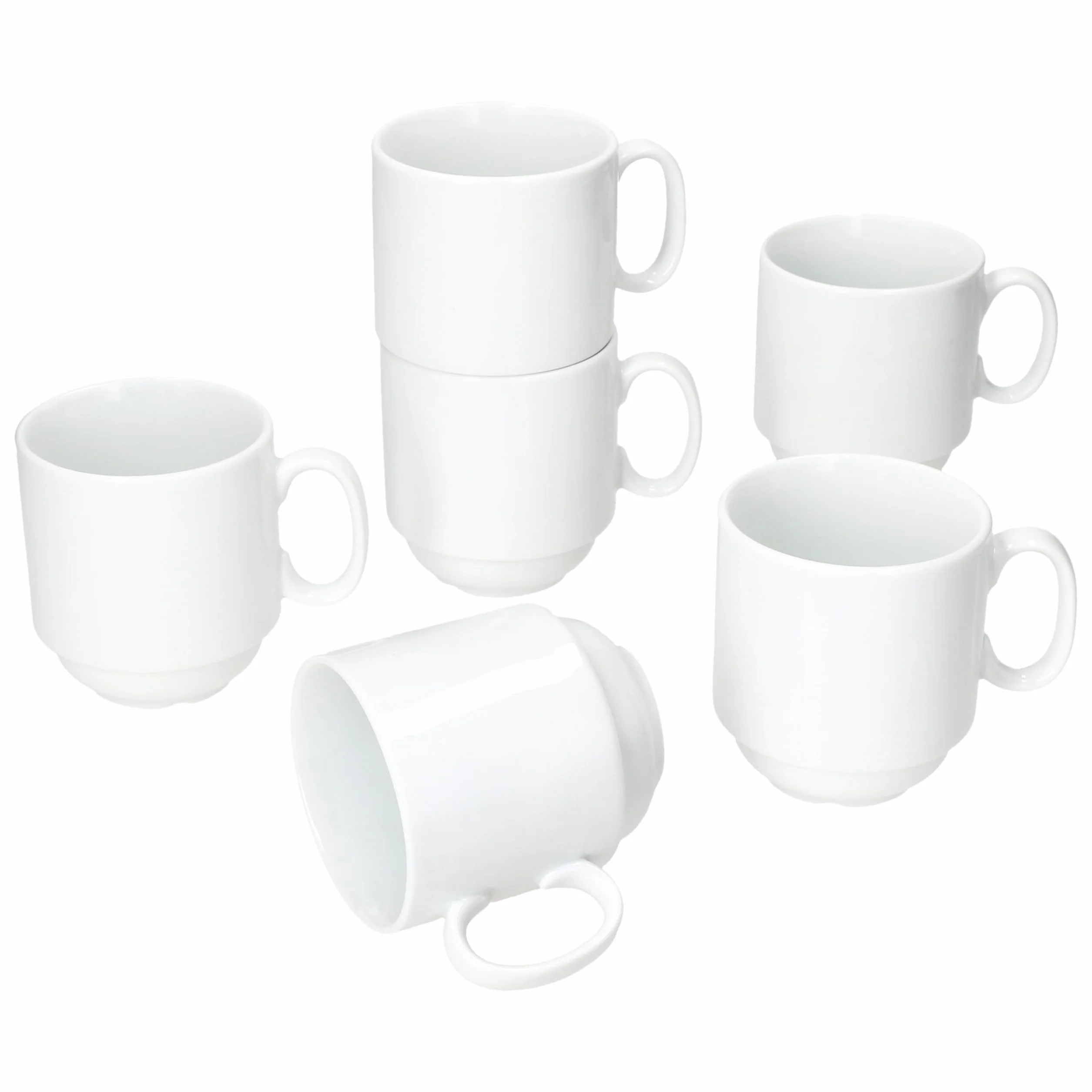 MamboCat Tommy Set 6 tazze da caffè 220 ml porcellana bianca impilabili