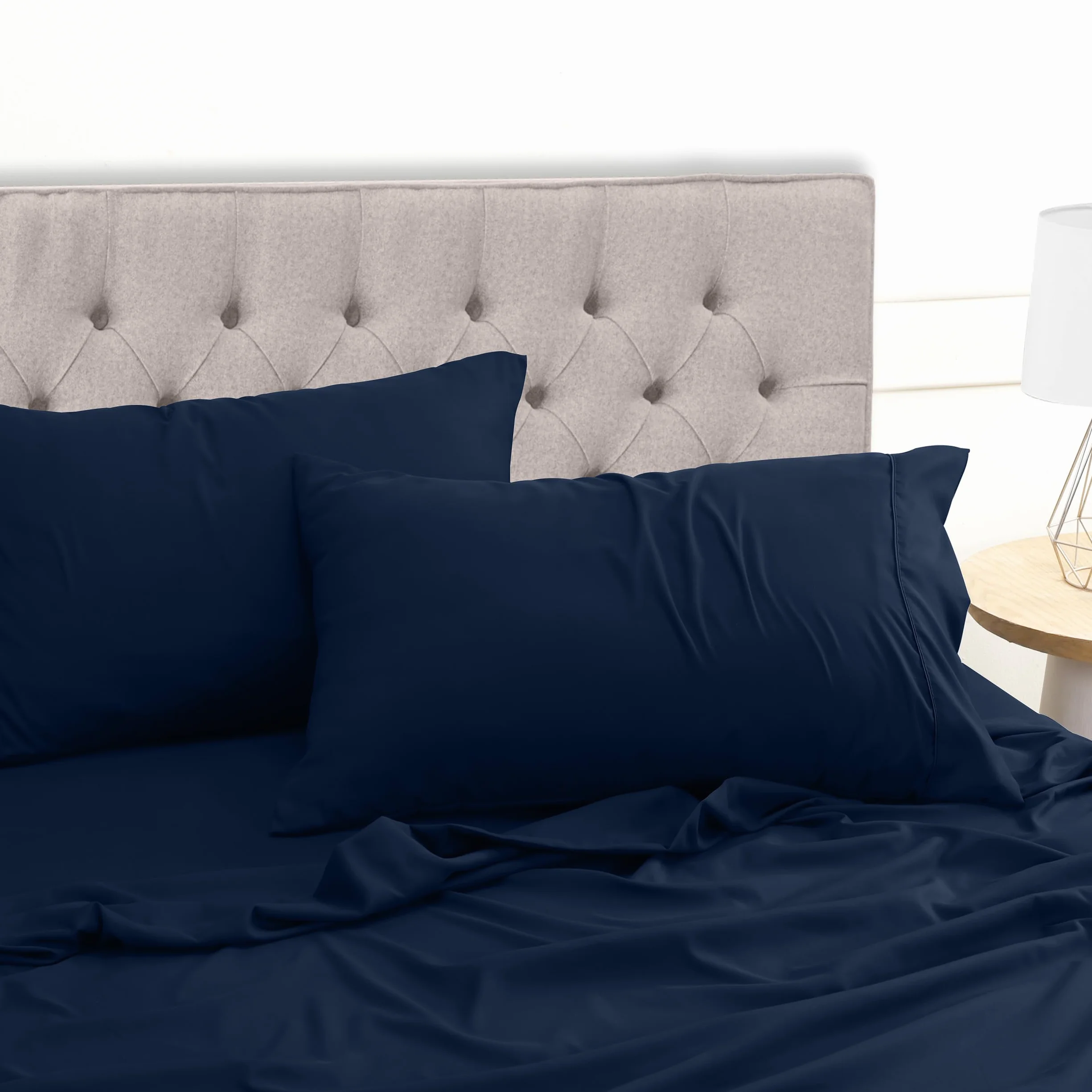 Utopia Bedding Set Lenzuola Matrimoniali 4 Pezzi 180x200 cm Spazzolata Poliestre Microfibra Oeko-Tex Blu Navy