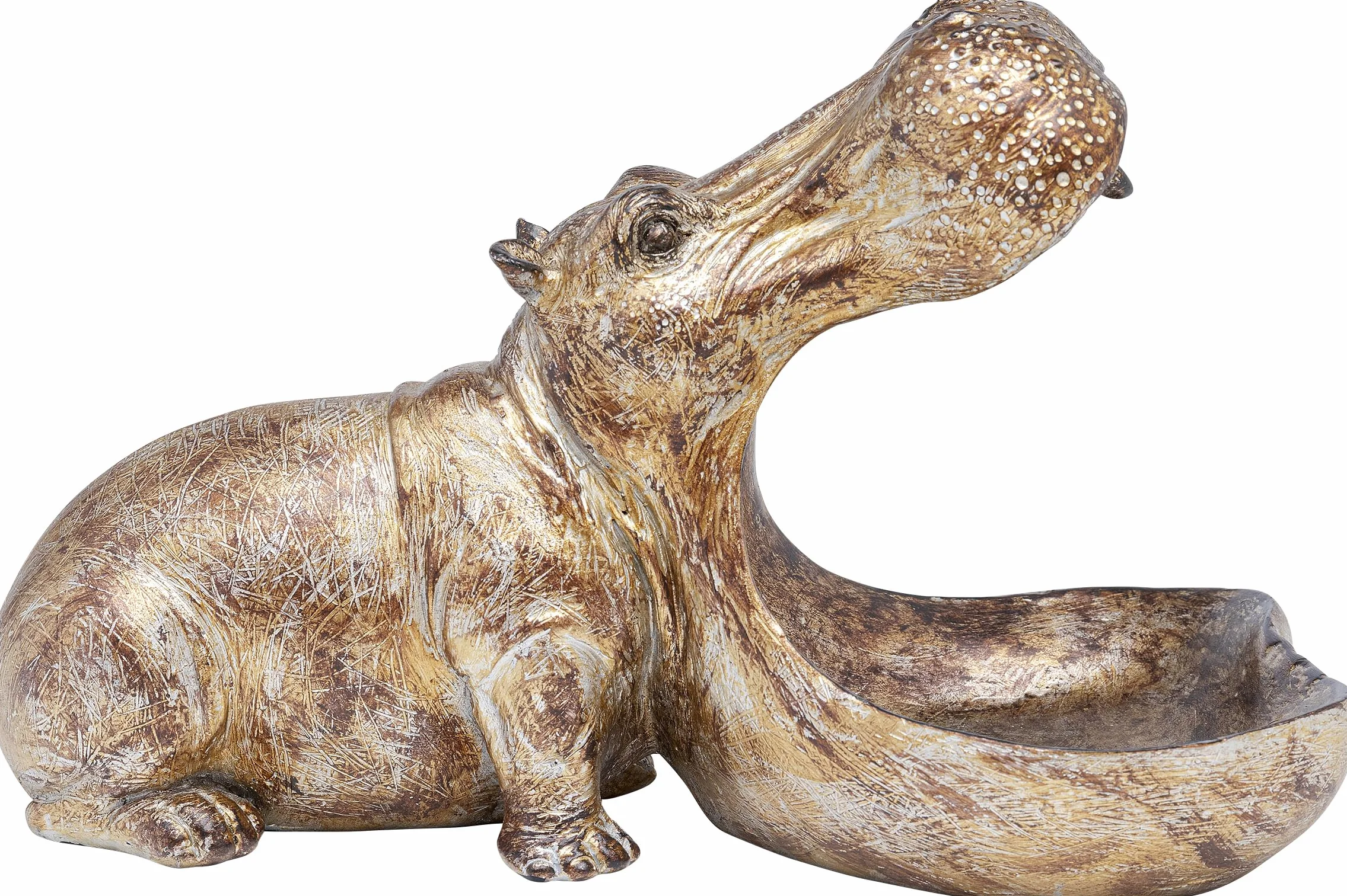 Design figura decorativa Hungry Hippo bronzo 17x15x27 cm poggiaoggetti portacaramelle