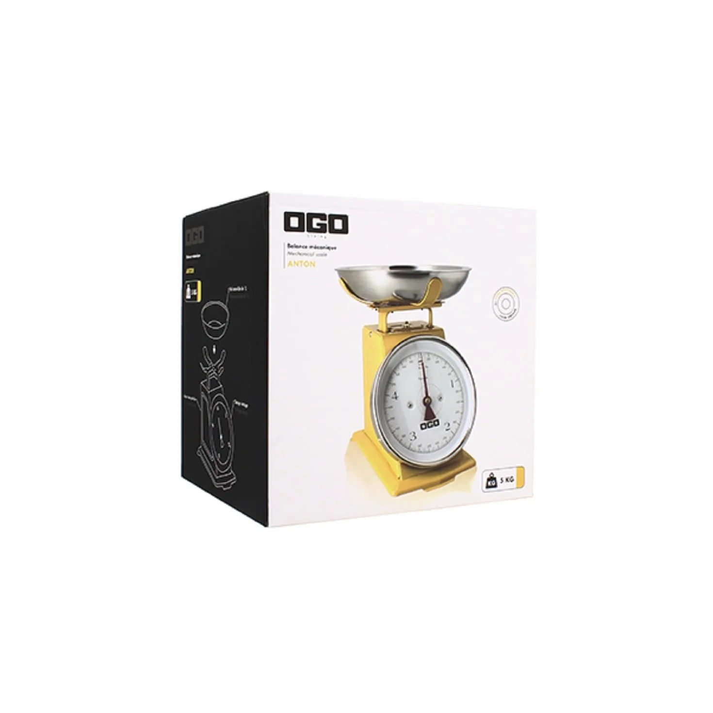 OGO LIVING - Bilancia meccanica in acciaio inossidabile giallo 5 kg graduazione 20 g - 7915022