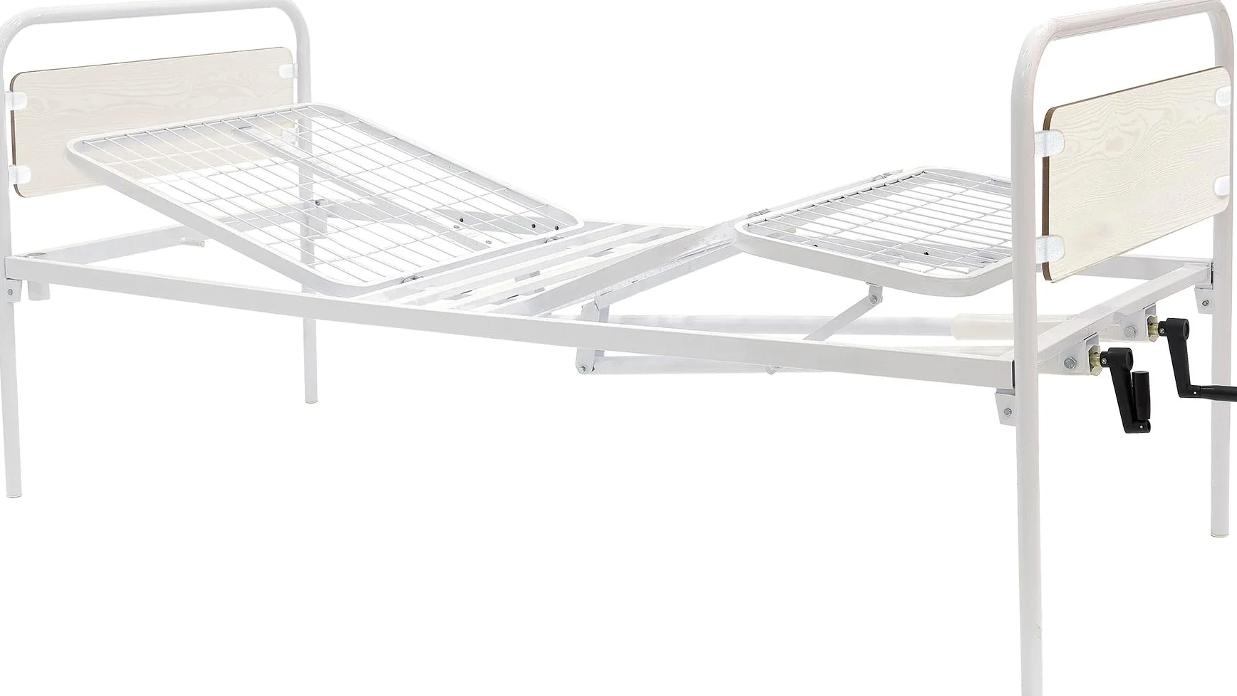 p age Letto Degenza Manuale, Larghezza 90 cm, Altezza 46 cm, Due Manovelle, Tre Snodi, Struttura in Metallo Bianco