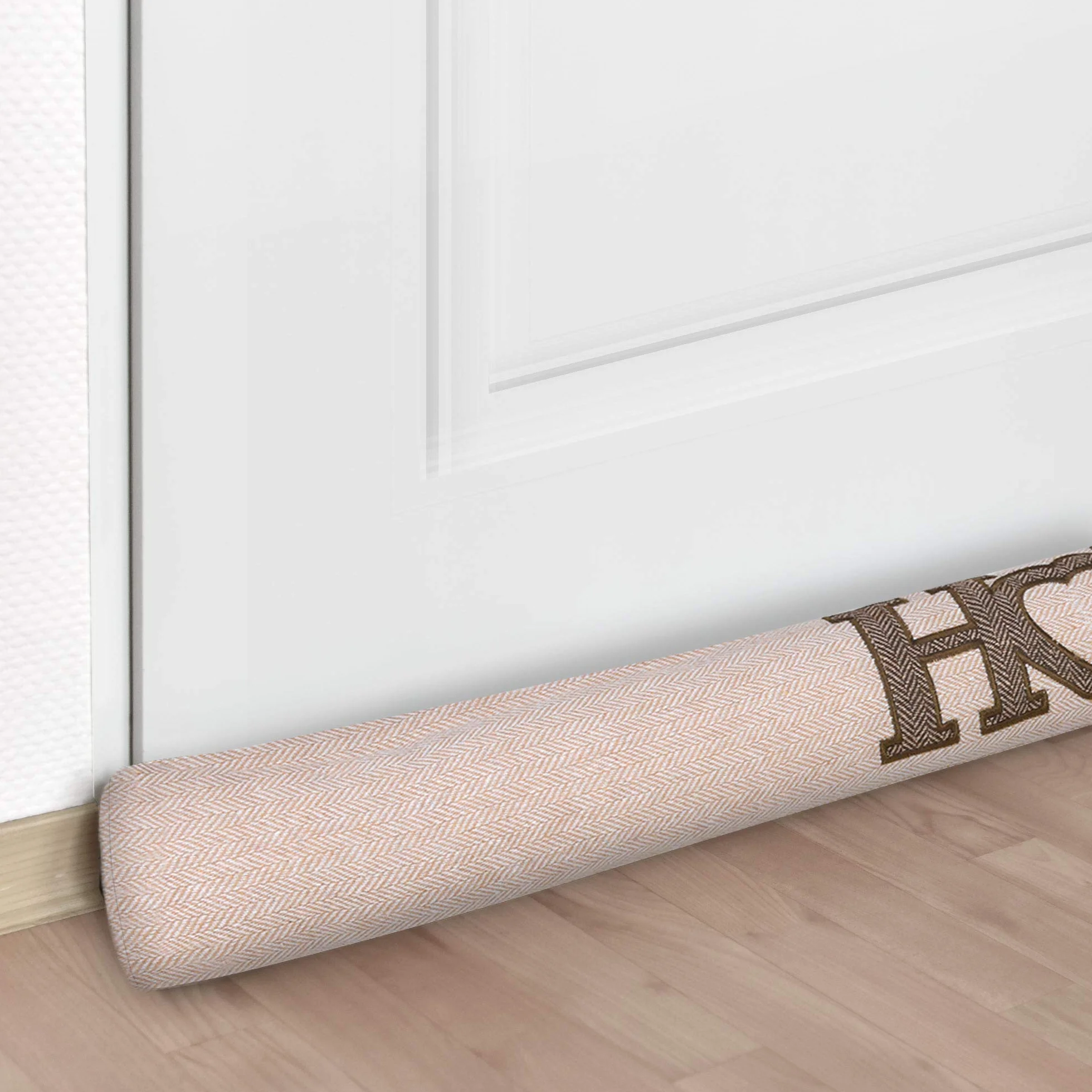 Beautissu Paraspifferi Imbottito per Porta e finestra Tuuli He L90xP8xA8 cm in Poliestere - paraspiffero Universale porte e finestre - paravento sottoporta Isolante - Contro Il Freddo - Beige