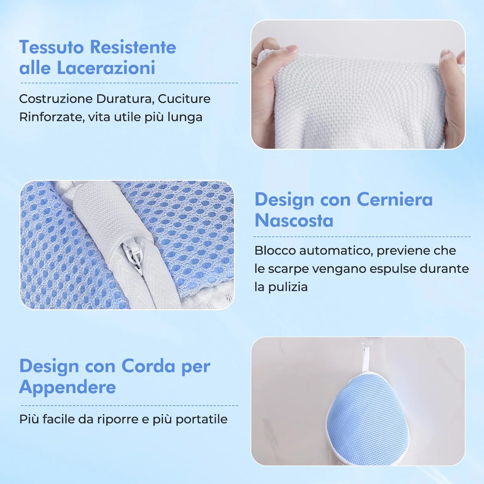 Teletrogy 2 Pezzi Sacchetti per Scarpe Lavanderia con Cerniera Nascosta, Riutilizzabile, Bianco
