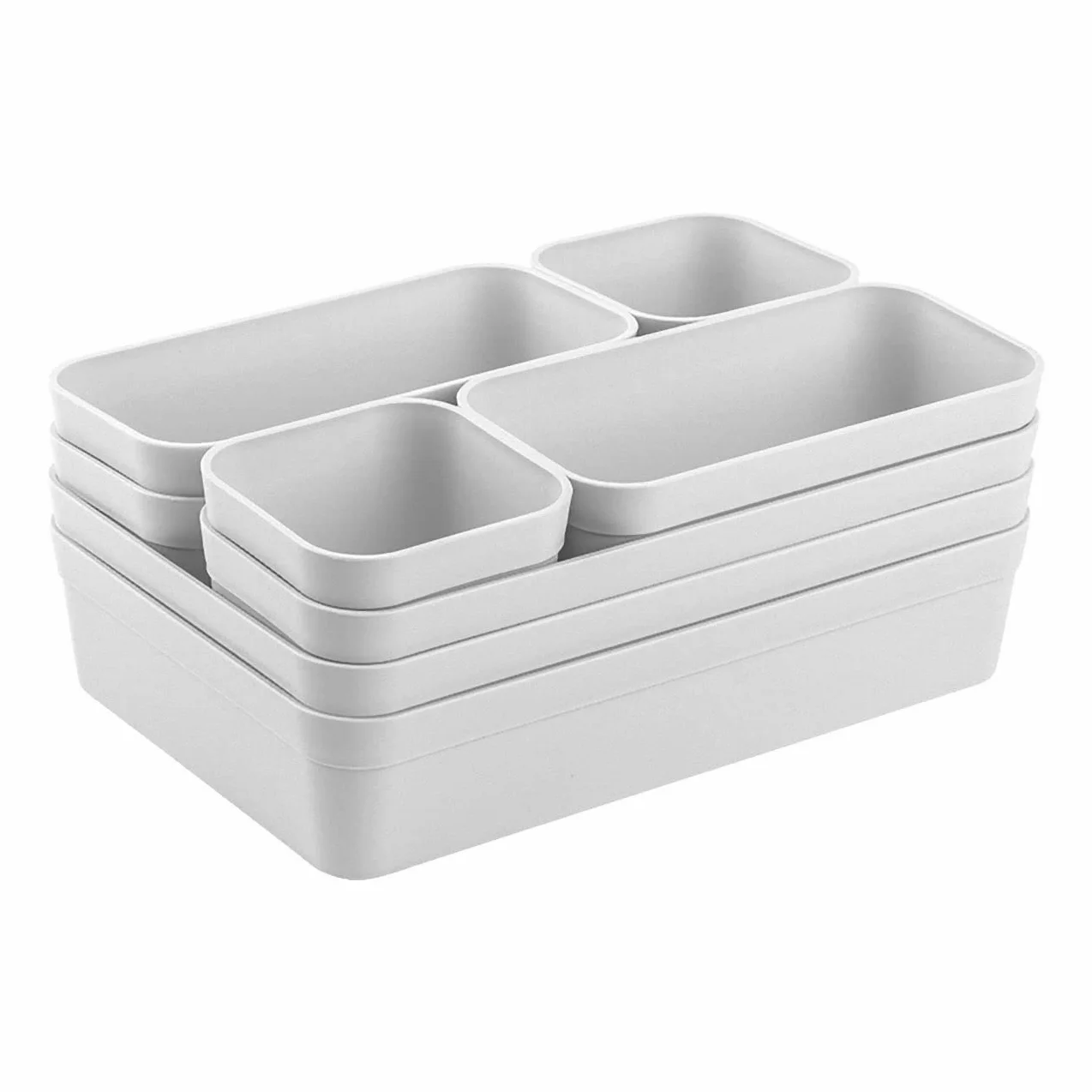Plastikowy organizer do szuflad, regulowany, jasnoszary