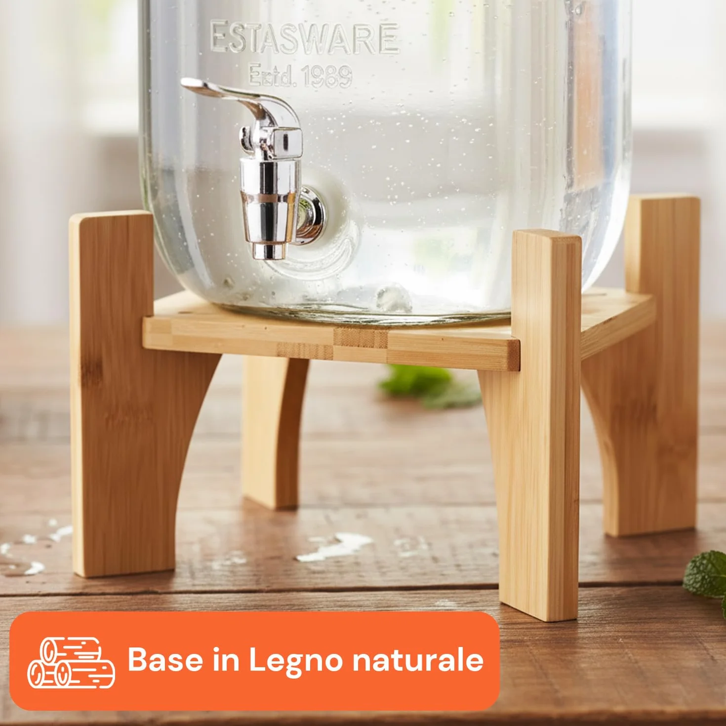 Avilia Dispenser Bevande in Vetro 8 Litri Rubinetto Acciaio Inox per Acqua e Bibite con Infusore