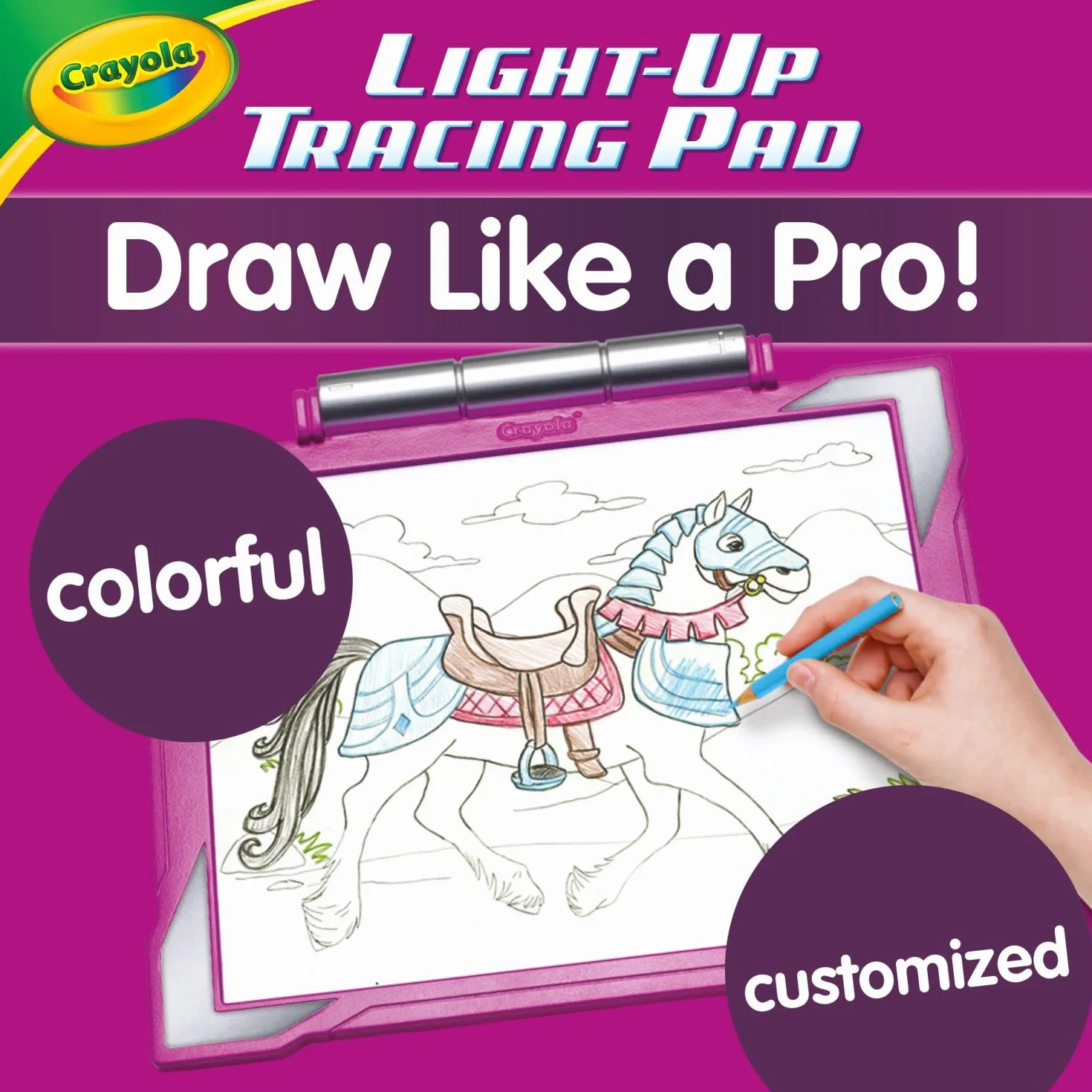 Crayola Lavagna Luminosa per Disegnare, Tavoletta Grafica Portatile, Più di 100 Immagini, Gioco Educativo 6+