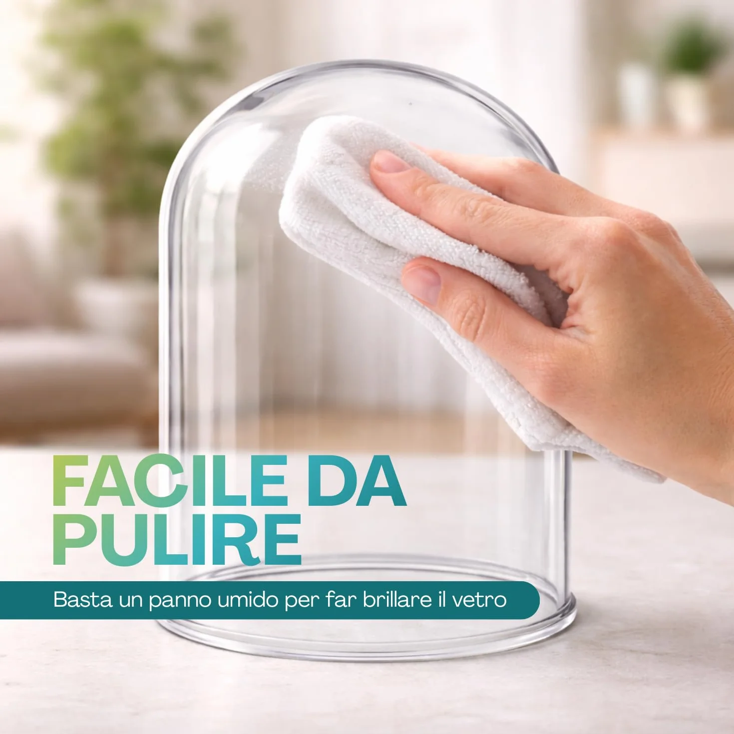 PALUPLUS Campana in Vetro con Base in Legno, Teca in Vetro Trasparente, Espositore per oggetti, composizioni floreali e luci, oggetto decorativo per la tua casa -953M -2,1 (17x25 cm)