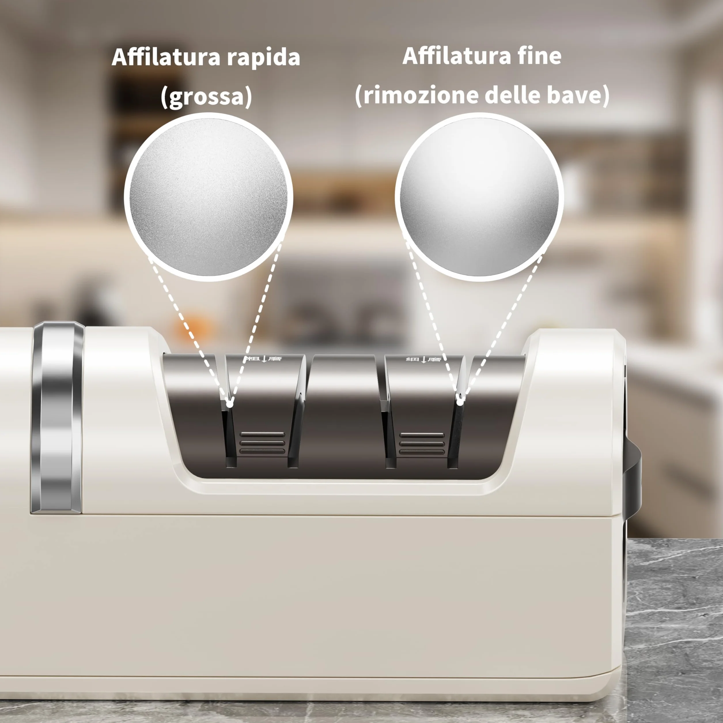 Affilacoltelli elettrico 5 in 1 3 velocità, ricaricabile con diamante per affilatura grossolana e fine