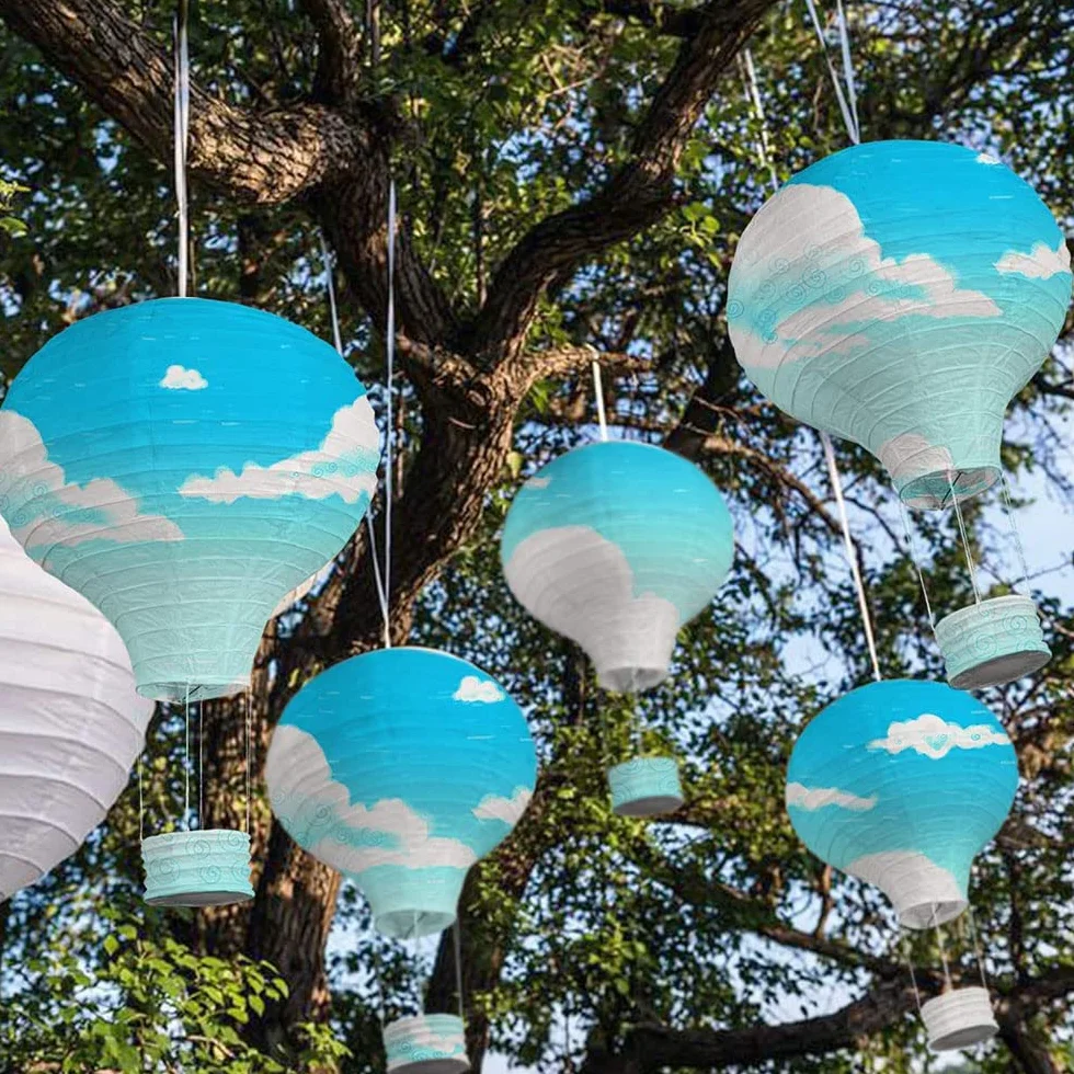 Lanterne Decorative In Carta a Forma Di Mongolfiera, Paralumi Mongolfiera Da Appendere, Lanterne Volanti Per Decorazione Compleanno Matrimonio Baby Shower DIY