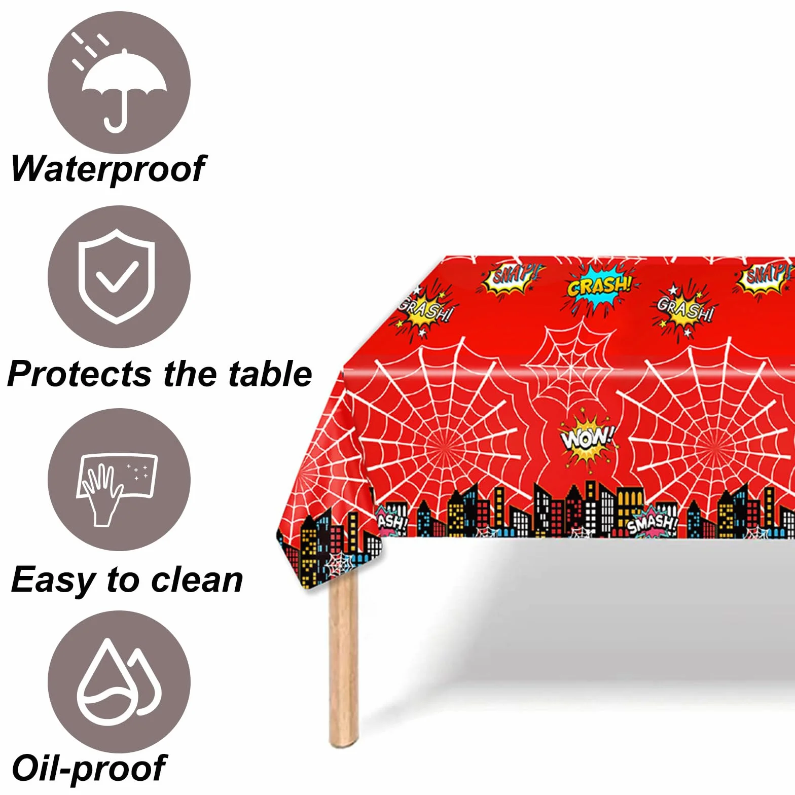 BOXOB 2pz Tovaglia Spider, 108x180cm Tovaglia a Forma di Ragno Impermeabile Decorazioni per Feste di Compleanno a Tema per Bambini e Bambine