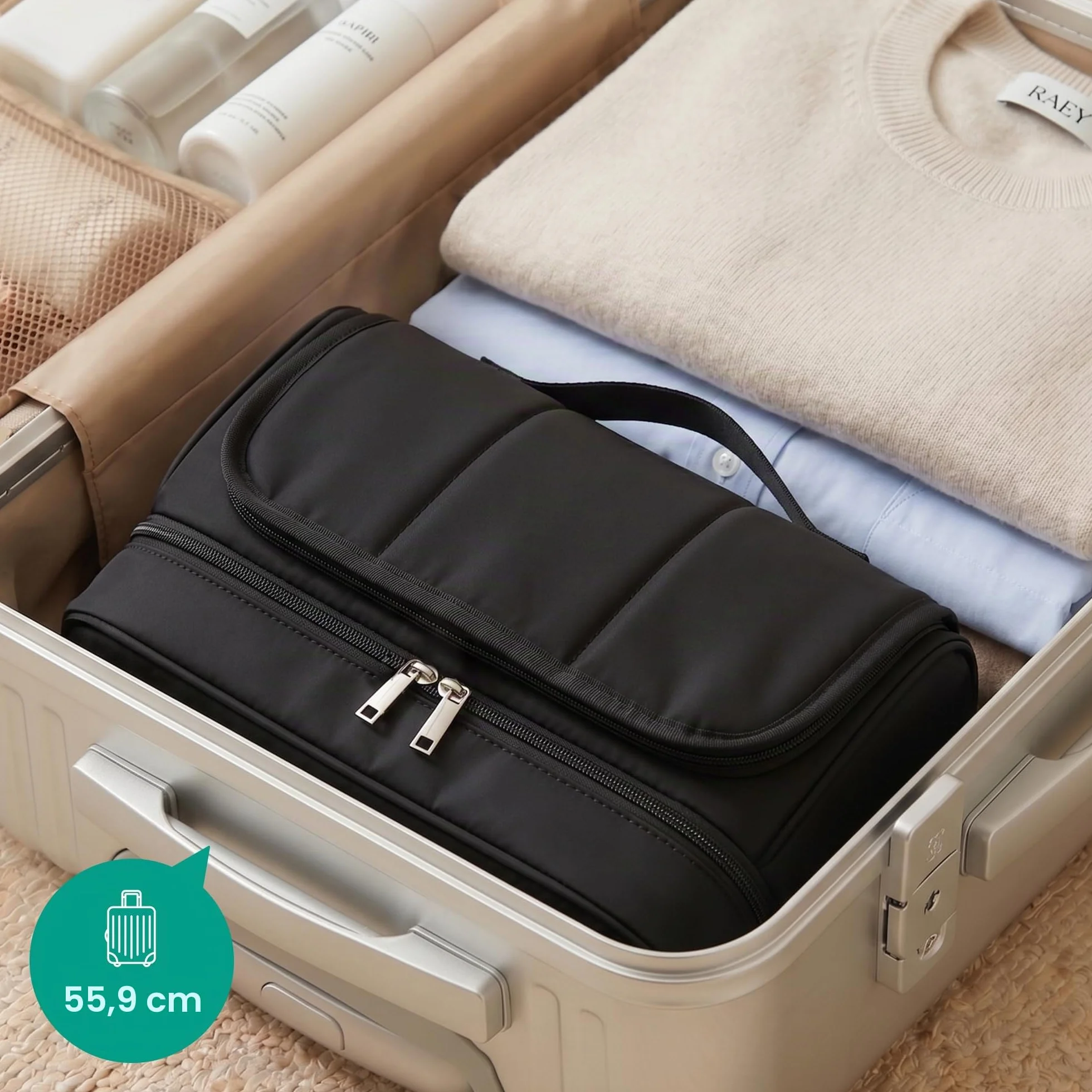 Custodia da viaggio da appendere per asciugacapelli, compatibile con Dyson Airwrap e Shark FlexStyle, borsa organizer idrorepellente con divisorio, beauty case da viaggio