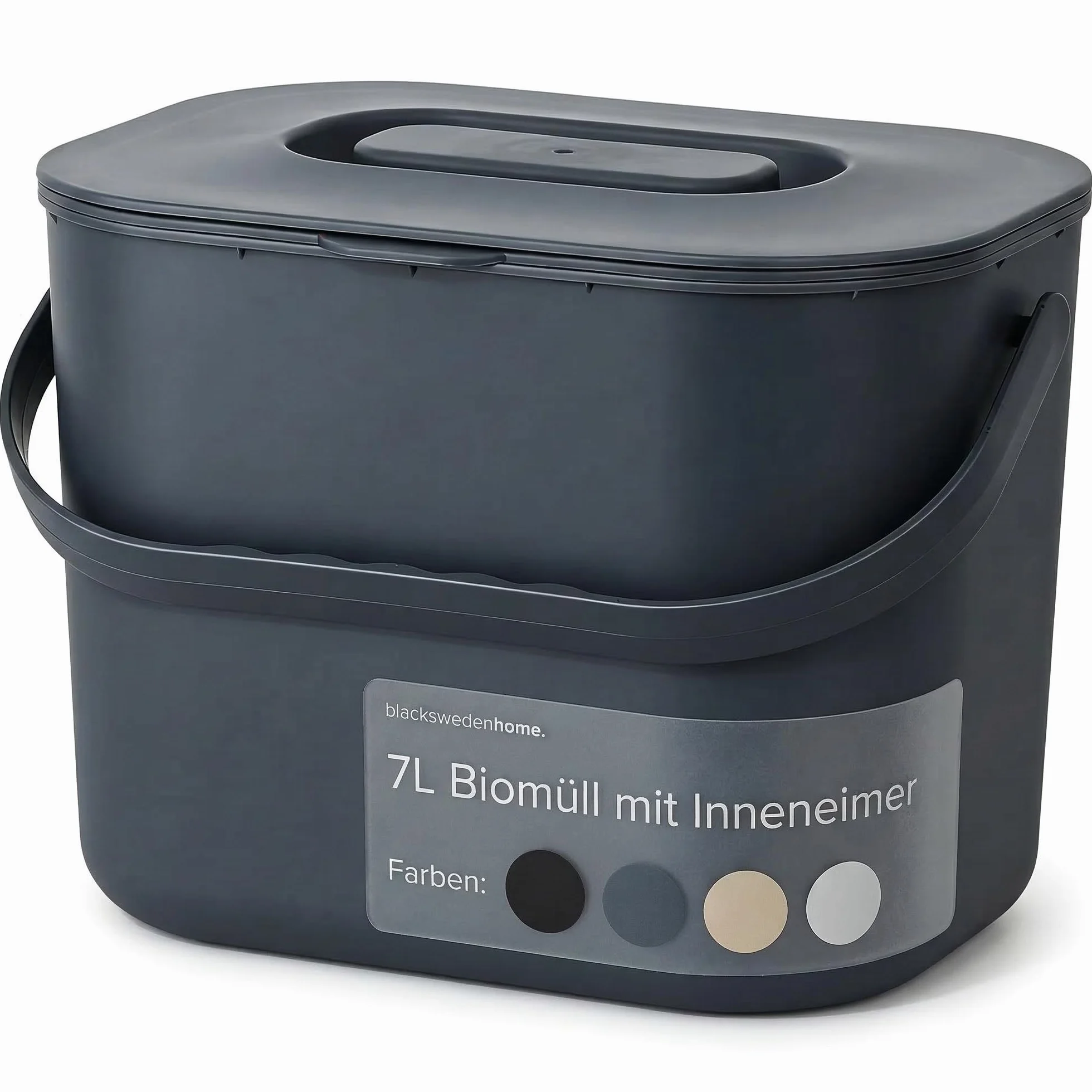 Black Sweden Home Bidone da Cucina Organico 7L per Compost- Secchio per Rifiuti Alimentari Inodore con Coperchio -Lavabile in Lavastoviglie & Ecologico- Organizer da Cucina per Uso Quotidiano | Grigio
