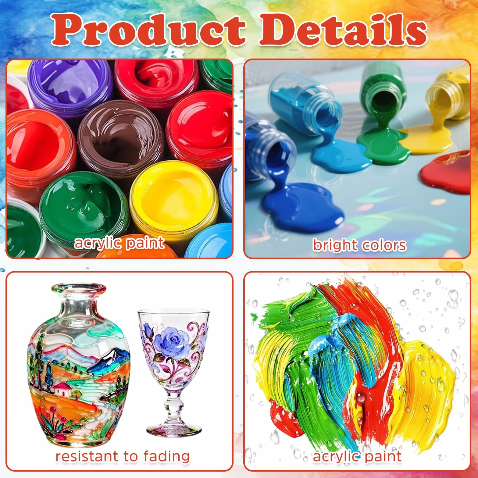 Vernice per vetro colorato 300 ml, kit 12 colori con 2 penne, atossica impermeabile