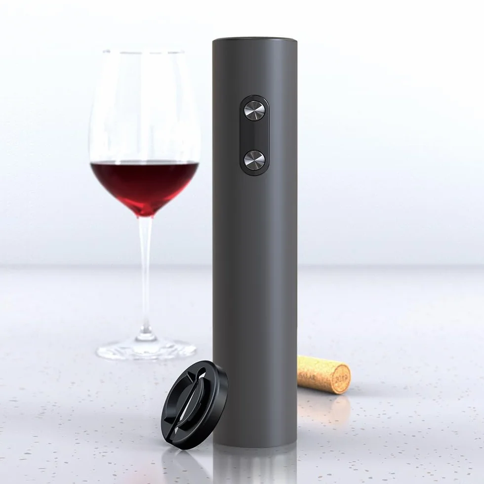 Cavatappi Elettrico Automatico Professionale per Vino (Nero, con Taglia Capsule)