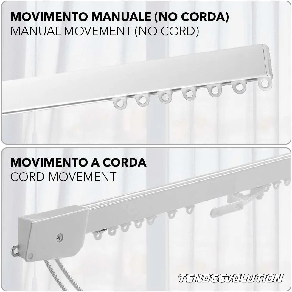 Binario Tenda Soffitto Lineare in Alluminio Bianco 150 CM