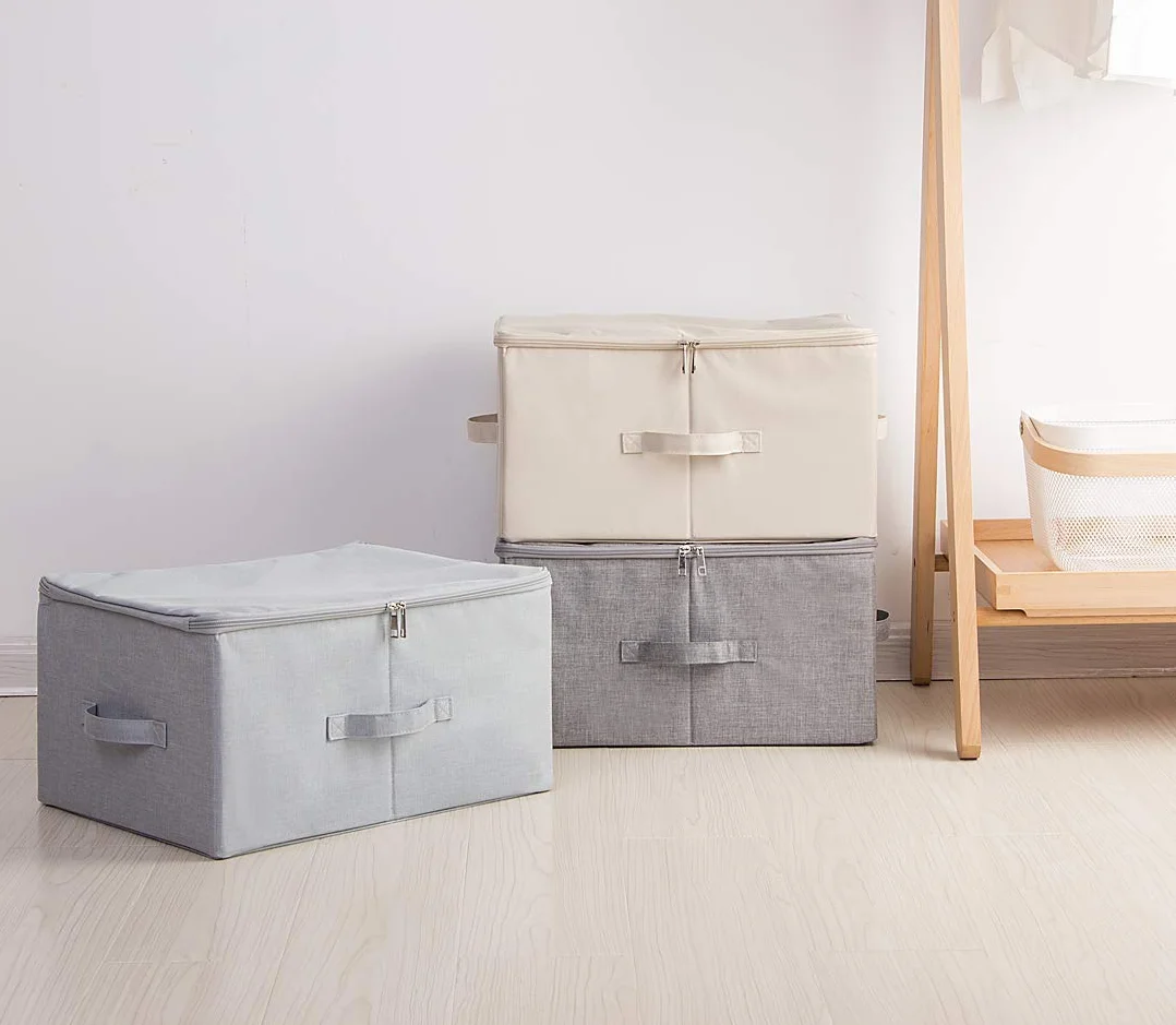 iwill CREATE PRO Jumbo Pieghevoli Contenitori di Stoccaggio con Lid, Beige, Confezione 2