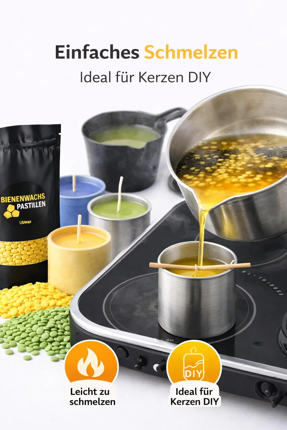 Pastiglie di Cera d'api Fai da Te – Profumo Naturale, Versatile per Candele e Cosmetici (Nero, 1000g)