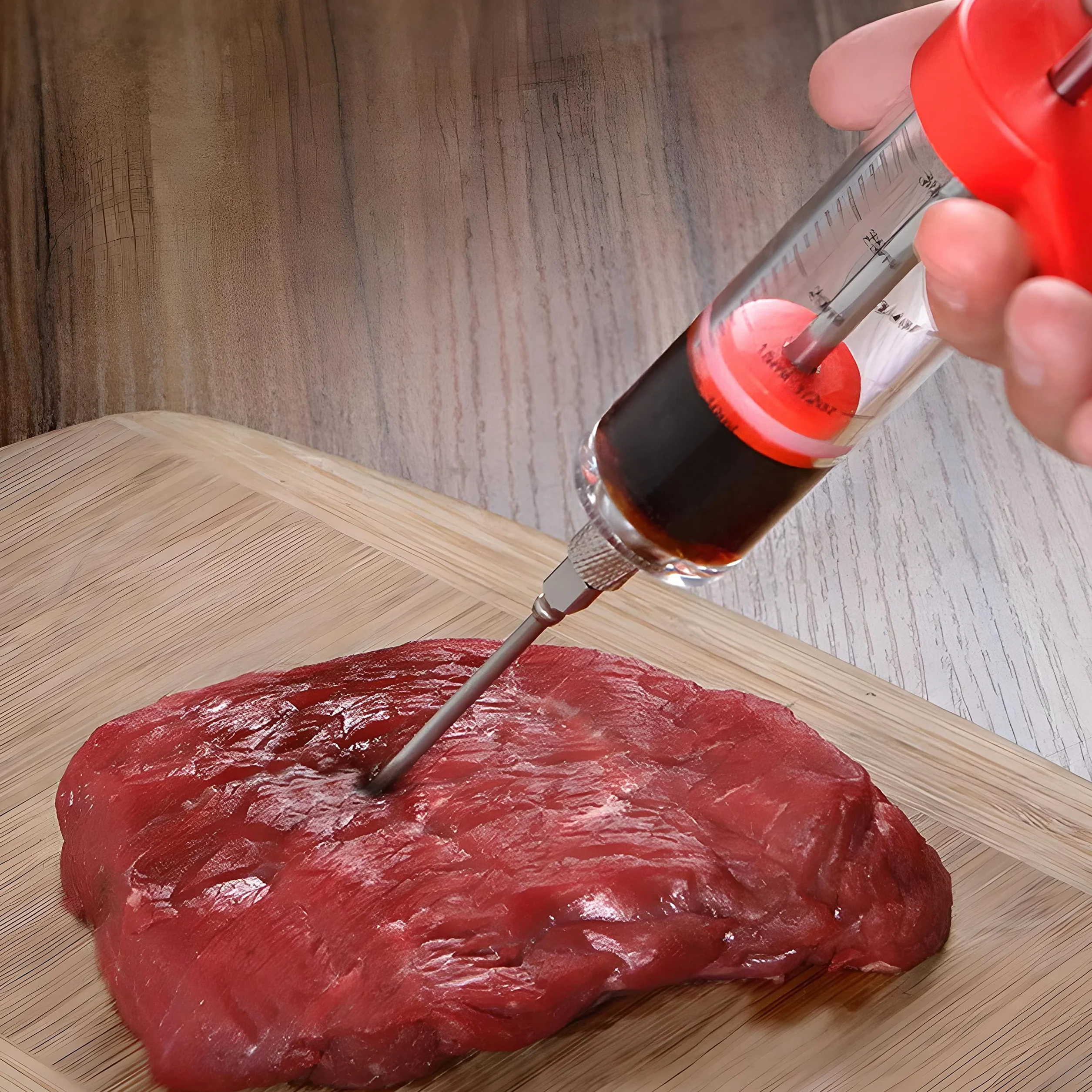 Retoo Siringa per Carne in Acciaio Inossidabile 30ml con 3 Aghi per Marinata BBQ Iniettore Alimentare