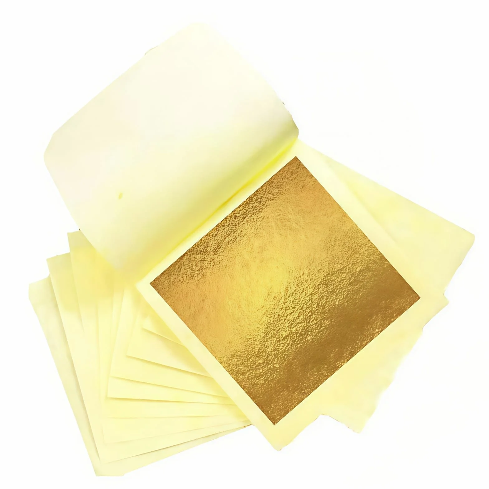 Foglia Oro 24K Vero 8.5x8 cm 100 Pezzi con Pinzette per Decorazione Torte